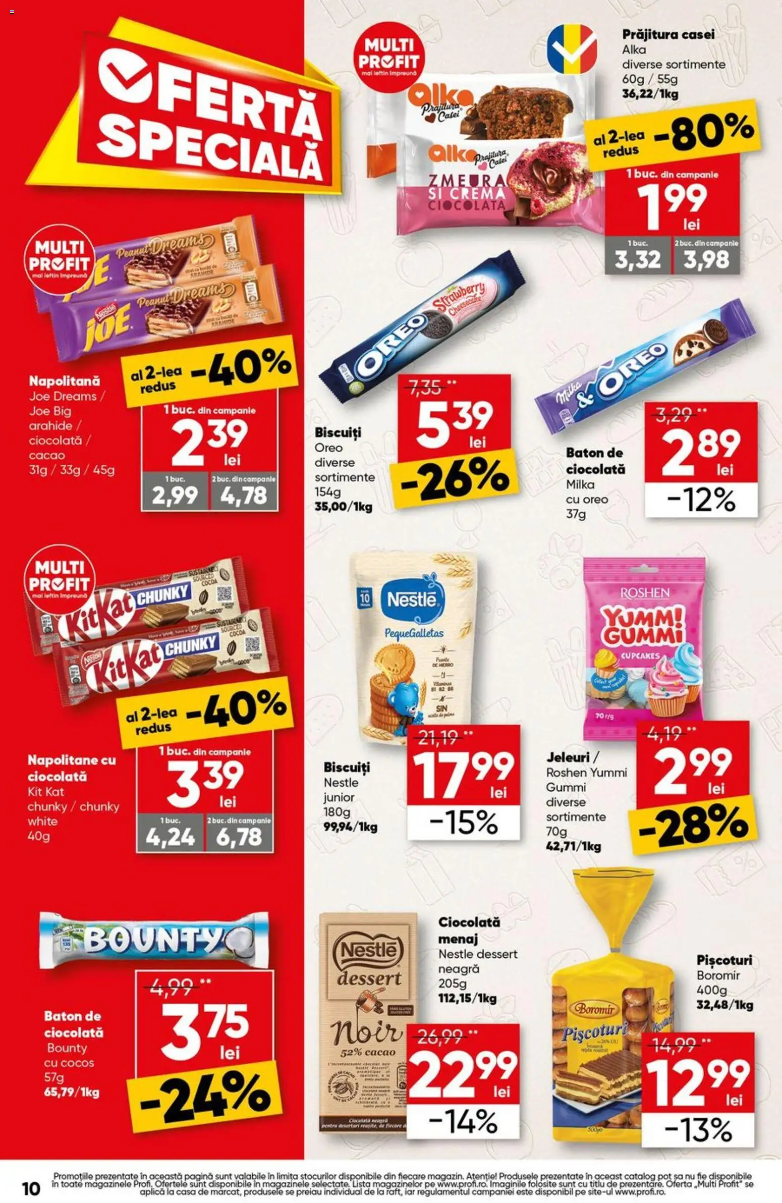 Noul catalog Profi – valabil de la 15.10.2026 | Pagină: 10 | Produse: Zmeură, Oreo, Napolitane, Ciocolată