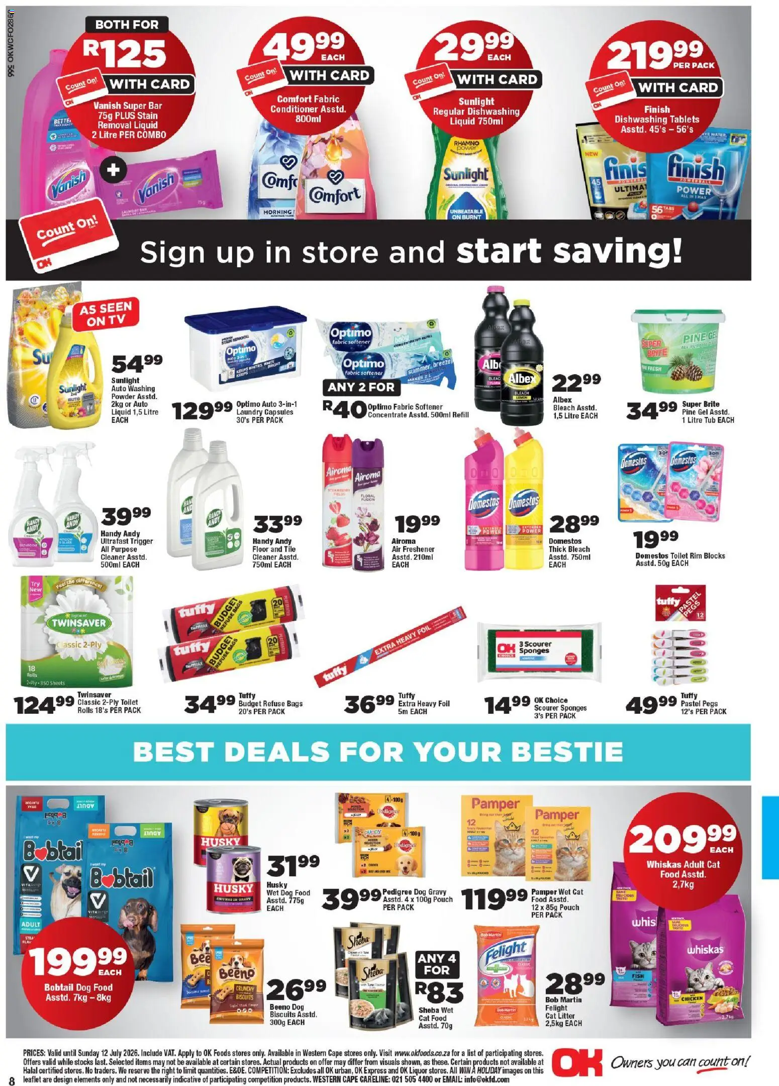 New OK Foods catalogue – valid from 24/06/2026 | Page: 8 | Products: Tuna, TV, Biscuits, Fish