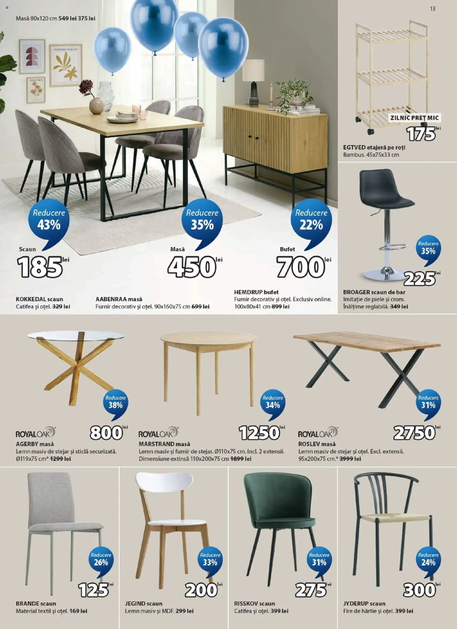 Noul catalog JYSK – valabil de la 25.03.2026 | Pagină: 13 | Produse: Scaun, Bufet, Scaun de bar, Etajeră