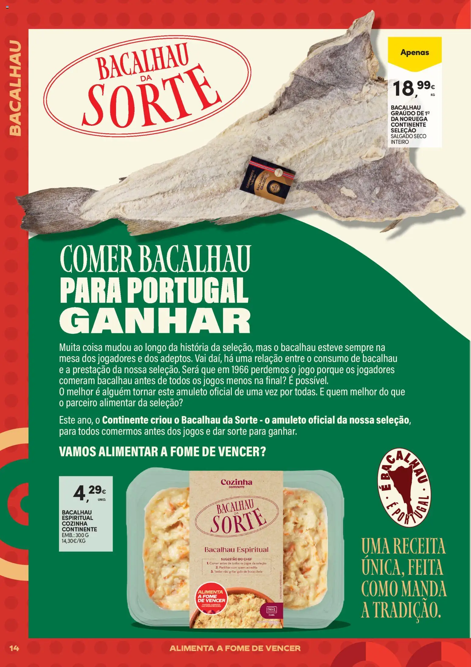 Continente - Futebol Alimenta a fome de vencer │ válido de 09.06.2026 | Página: 14 | Produtos: Jogos, Bacalhau, Mesa