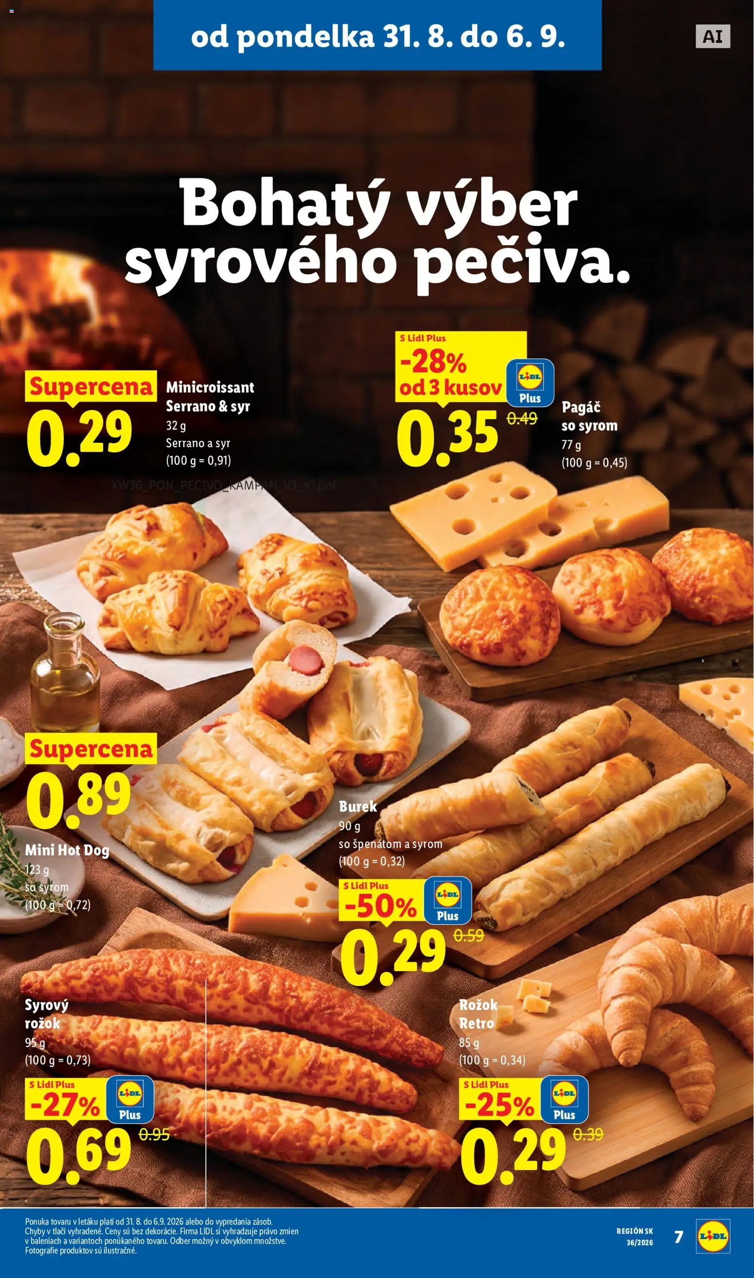 Nové Lidl akcie – leták je platný od 31.08.2026 | Strana: 19 | Produkty: Syr, Rožok, Croissant