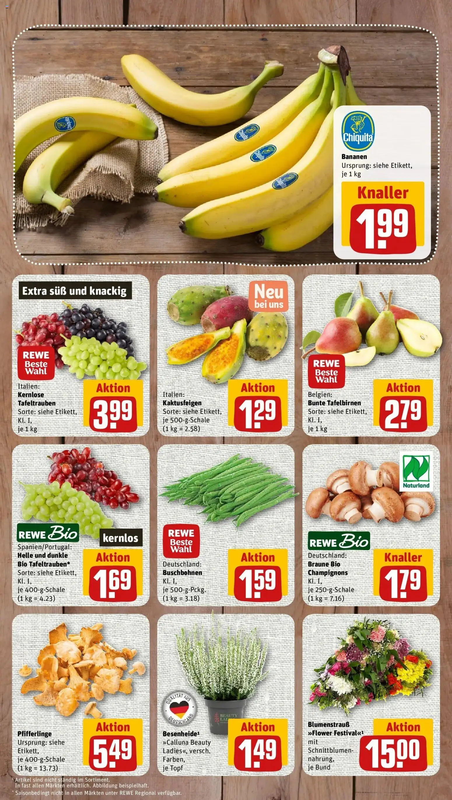REWE Prospekt ab 31.08.2026 zum Blättern » Angebote | Seite: 3 | Produkte: Bananen, Champignons, Pfifferlinge