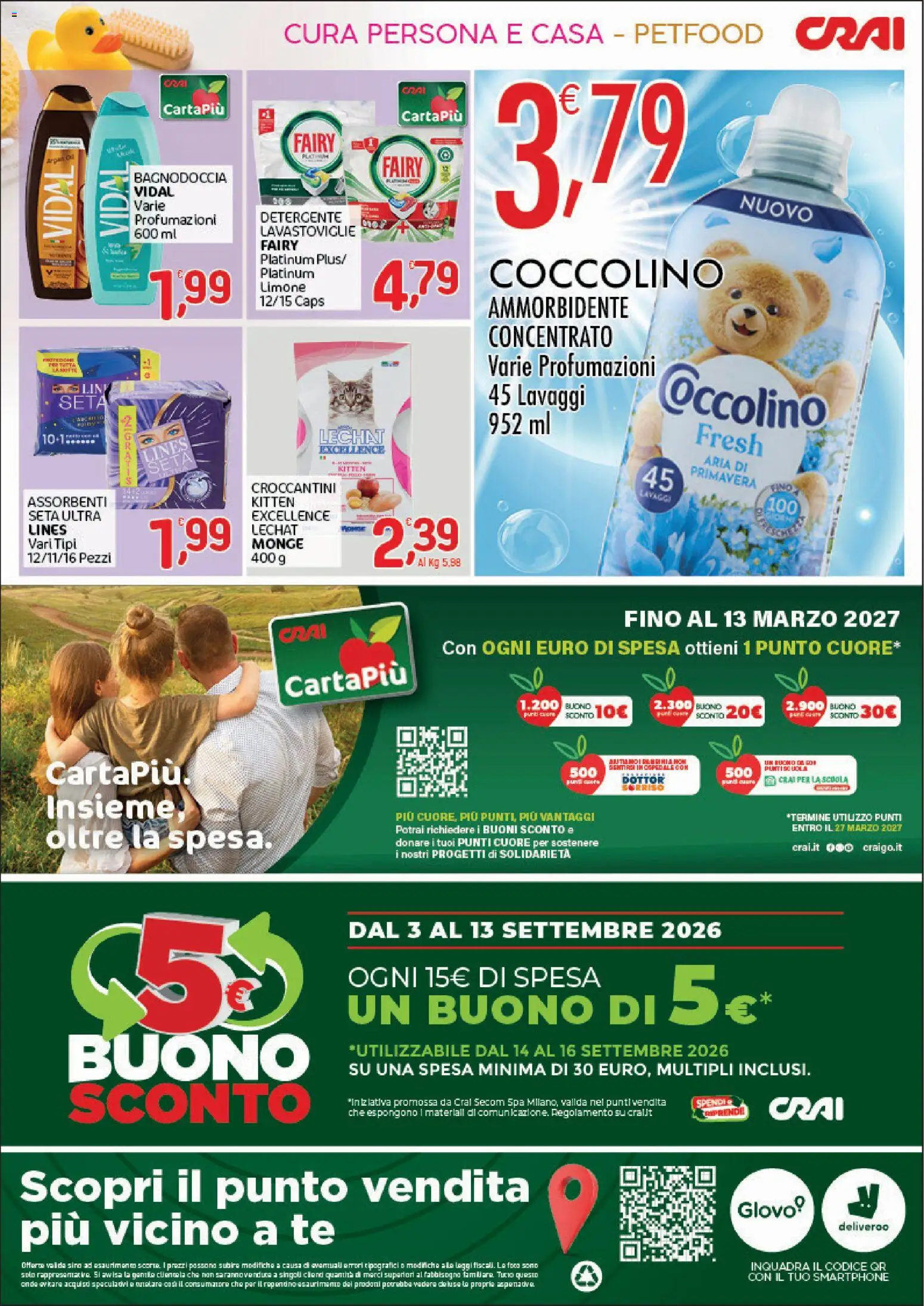 Volantino CRAI del 03/09/2026 | Pagina: 4 | Prodotti: Ammorbidente, Limone, Lavastoviglie, Smartphone