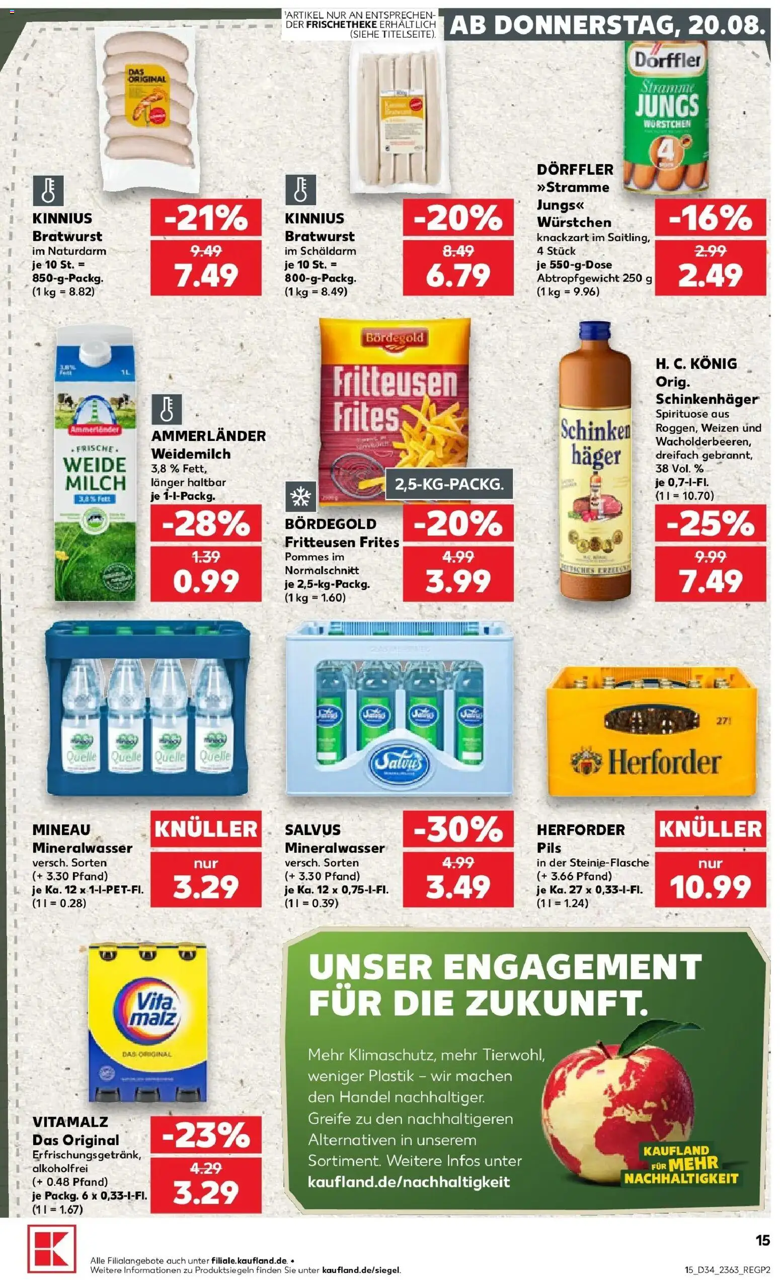 Prospekt Kaufland ab 20.08.2026 » Angebote Online zum Blättern | Seite: 15 | Produkte: Pils, Pommes, Bratwurst, Mineralwasser
