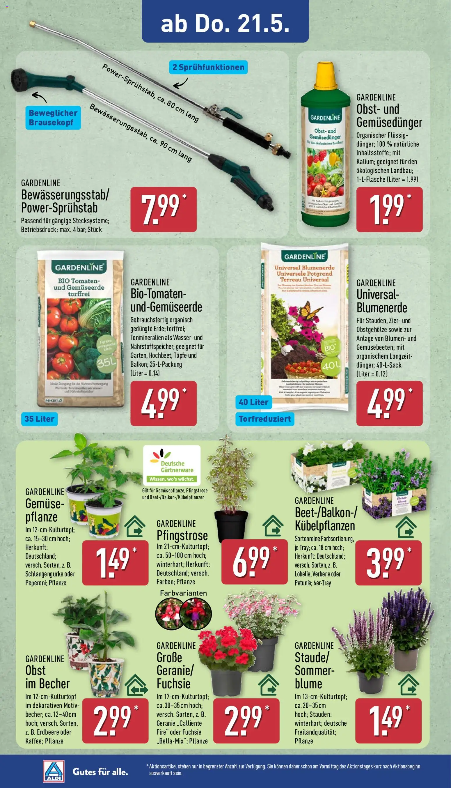Aldi Ausblick – gültig ab 18.05.2026 | Seite: 16 | Produkte: Blumen, Tomaten, Blumenerde, Wasser