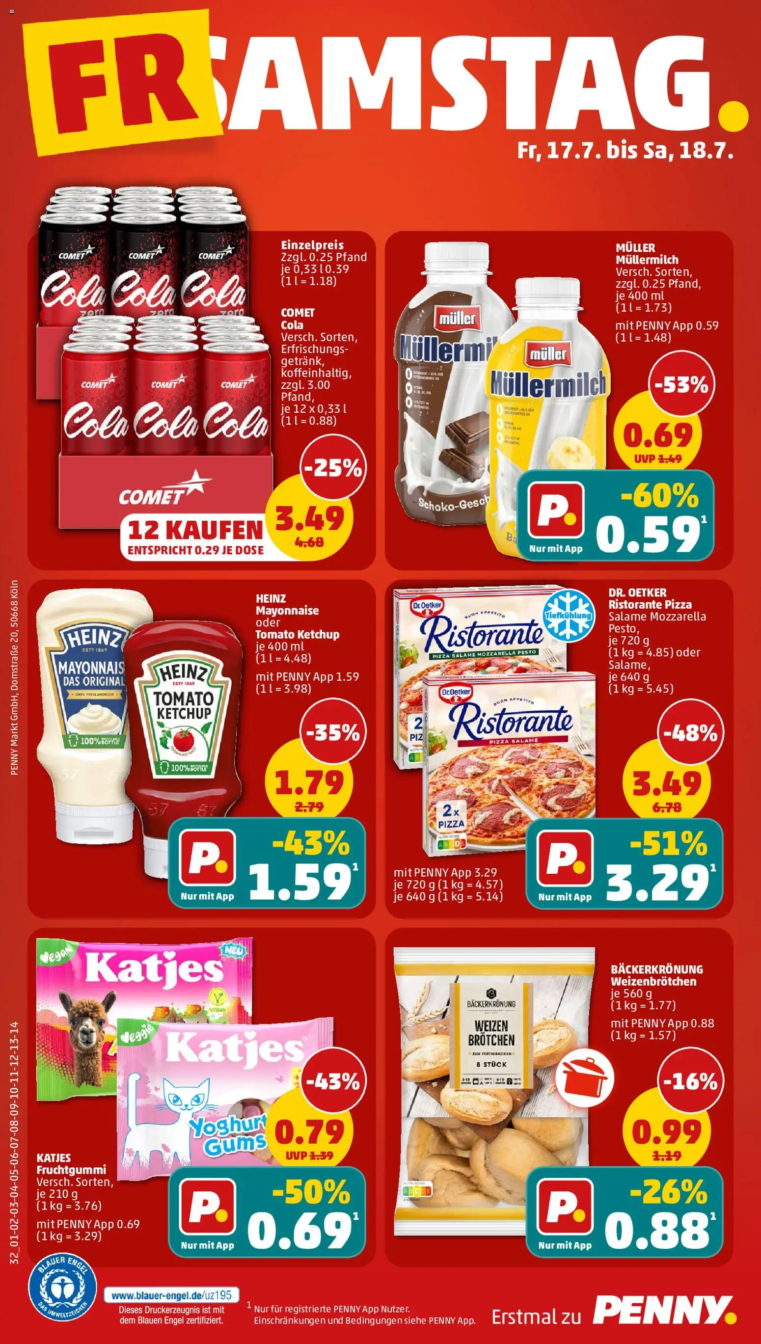 Penny Prospekt – gültig ab 13.07.2026 | Seite: 36 | Produkte: Ristorante, Cola, Mozzarella, Muller mullermilch