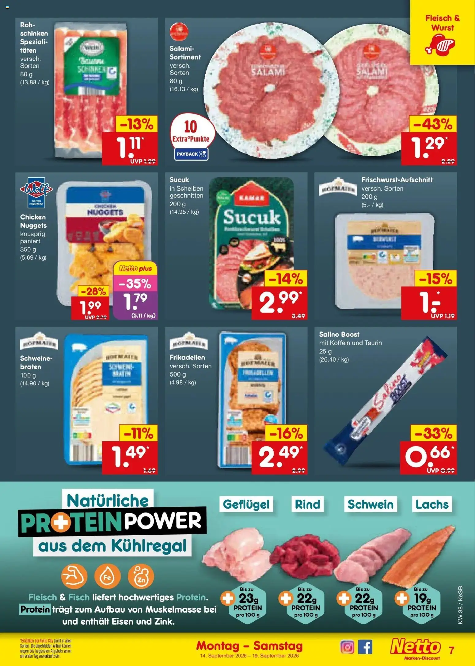 Netto Marken-Discount Prospekt Kruft – gültig ab 14.09.2026 | Seite: 9 | Produkte: Fisch, Lachs, Salami, Fleisch