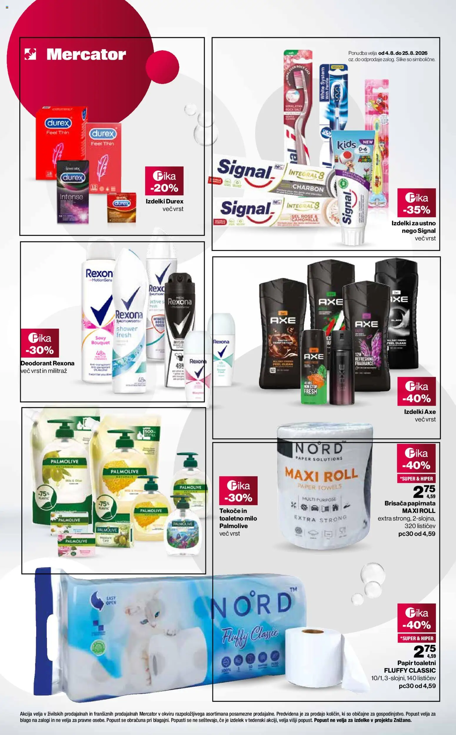 Novi Mercator katalog ponudbe – veljaven od 07.08.2026 | Stran: 4 | Izdelki: Brisača, Milo, Deodorant