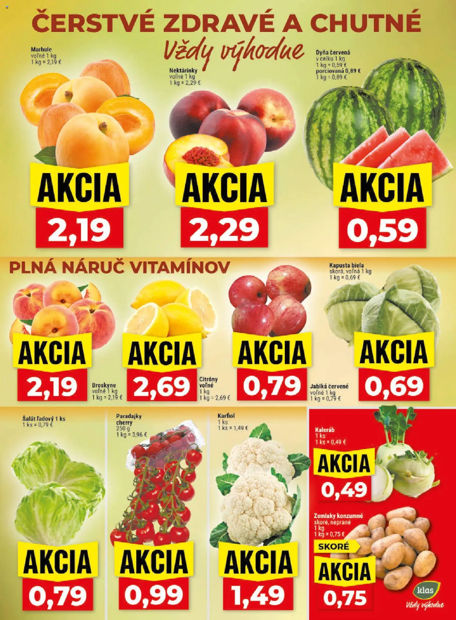 Nové Klas akcie – leták je platný od 29.06.2026 | Strana: 3 | Produkty: Kapusta, Kapusta biela, Karfiol, Zemiaky