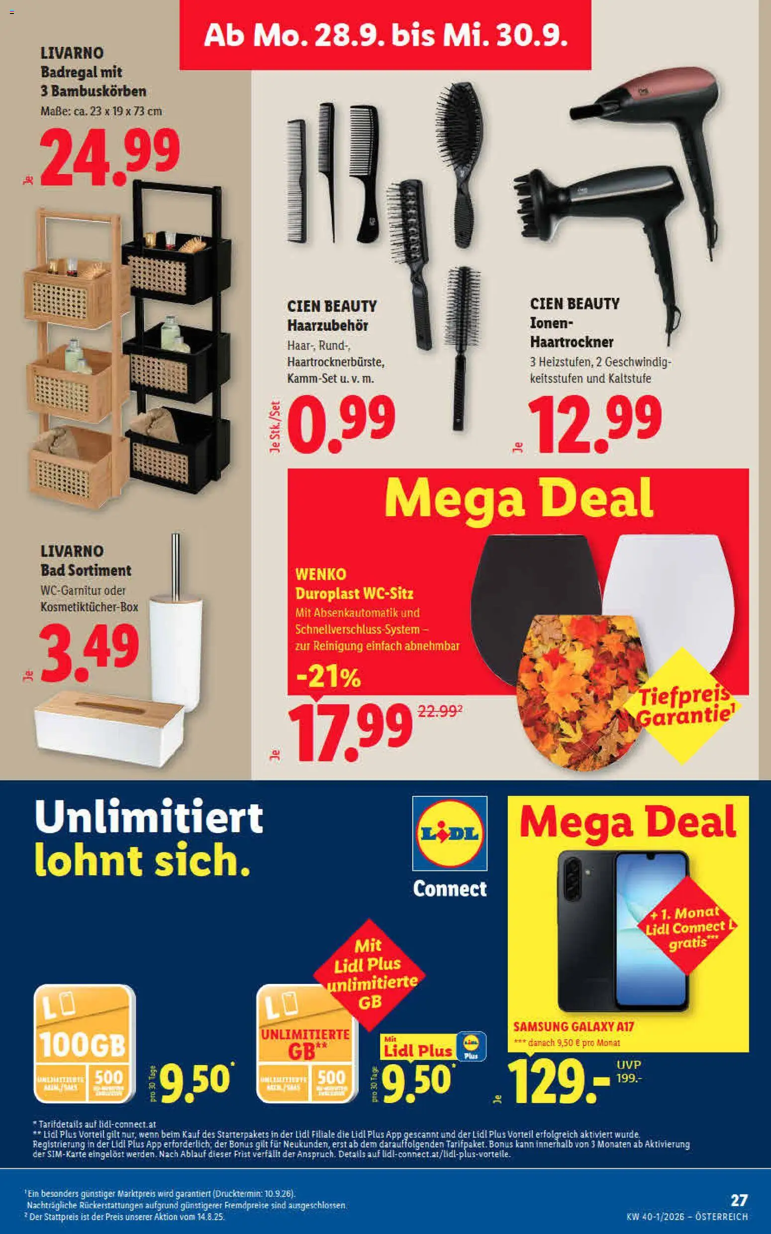 Lidl - Flugblatt gültig ab 24.09.2026 | Seite: 34 | Produkte: Smartphone, Haartrockner, Bad, Samsung