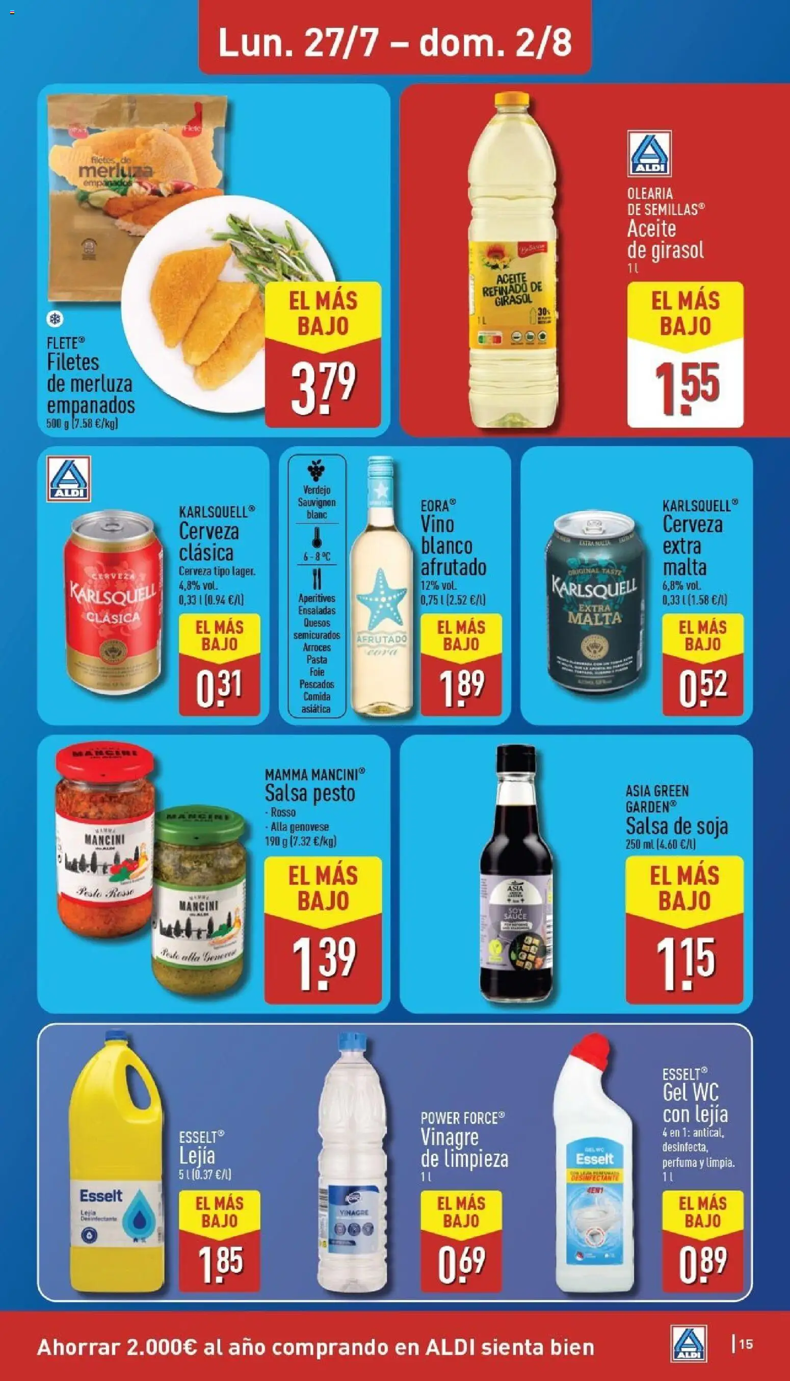 Aldi folleto Canarias │ válido desde el 27/07/2026 | Página: 15 | Productos: Aceite, Vino, Aceite de girasol, Δεξαμενή