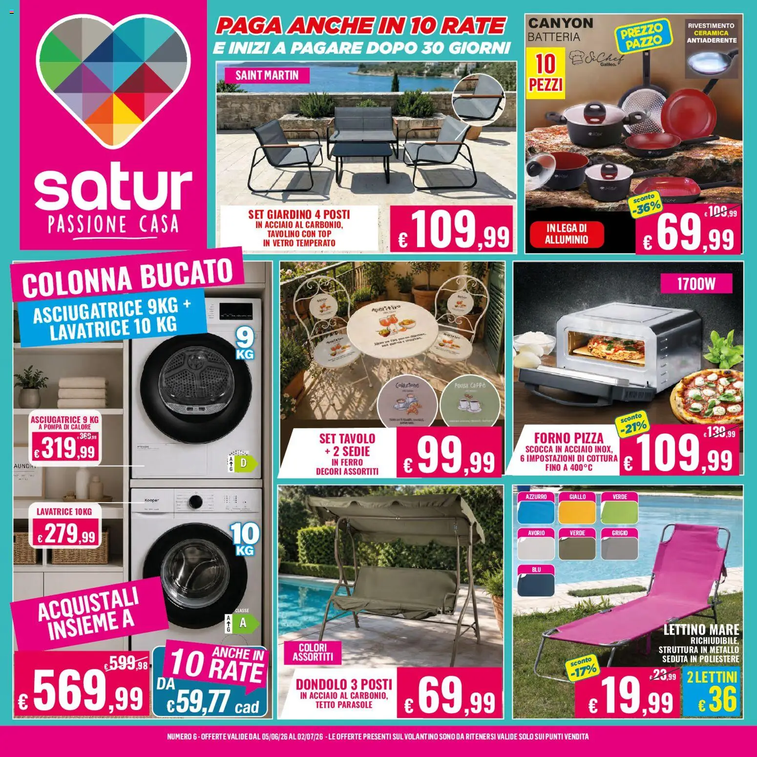 Volantino Satur del 05.06.2026 | Pagina: 1 | Prodotti: Caffè, Forno, Tavolo, Batteria
