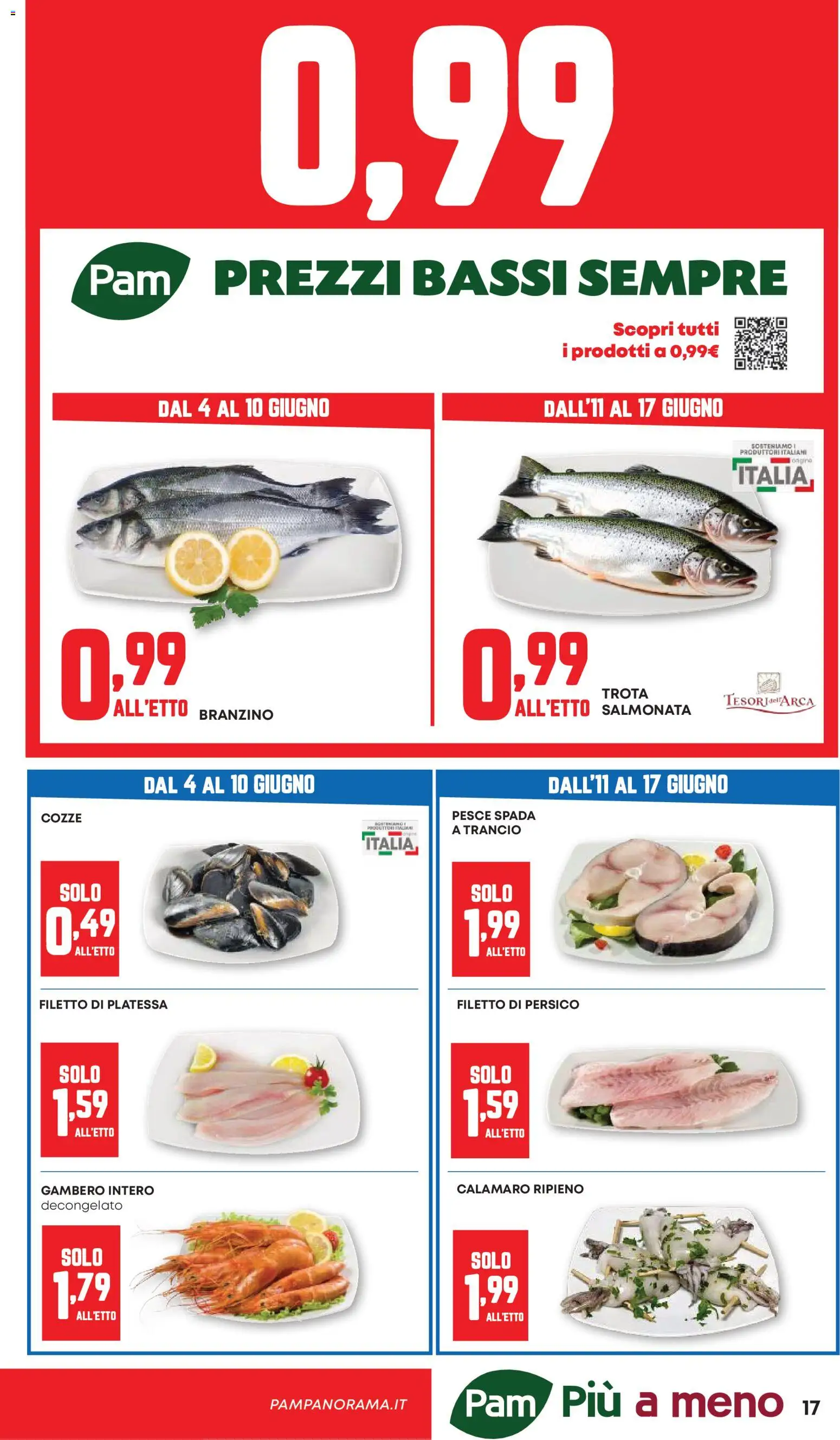 Volantino PAM del 04.06.2026 | Pagina: 17 | Prodotti: Pesce, Cozze, Trota, Pesce spada