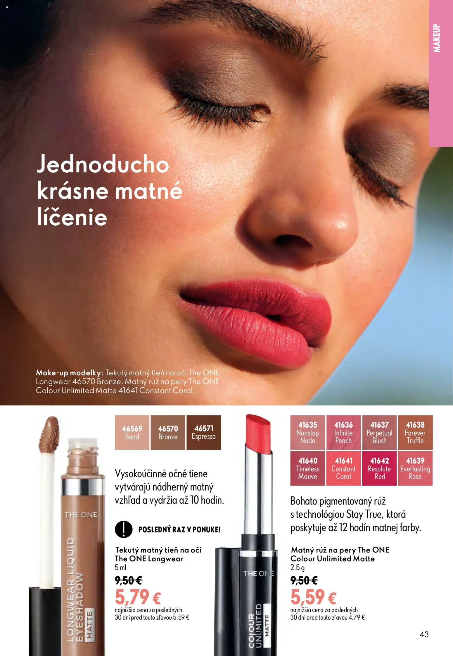 Nové Oriflame akcie – leták je platný od 29.07.2026 | Strana: 43 | Produkty: Očné tiene, Rúž na pery