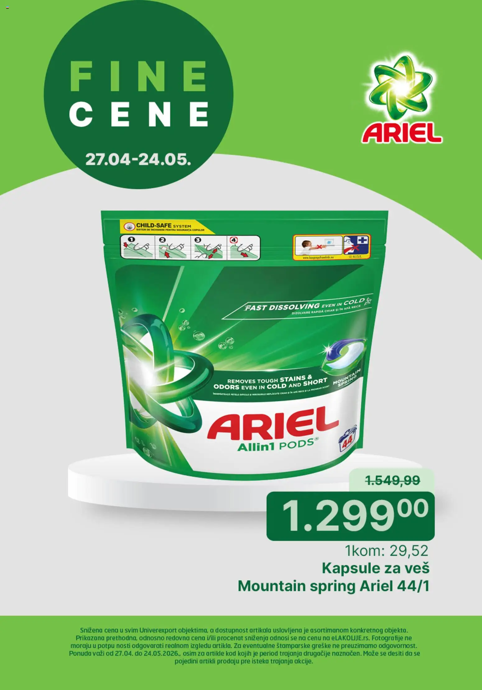 Univerexport katalog - važi od 27.04.2026 | Strana: 1 | Proizvode: Ariel, Kapsule
