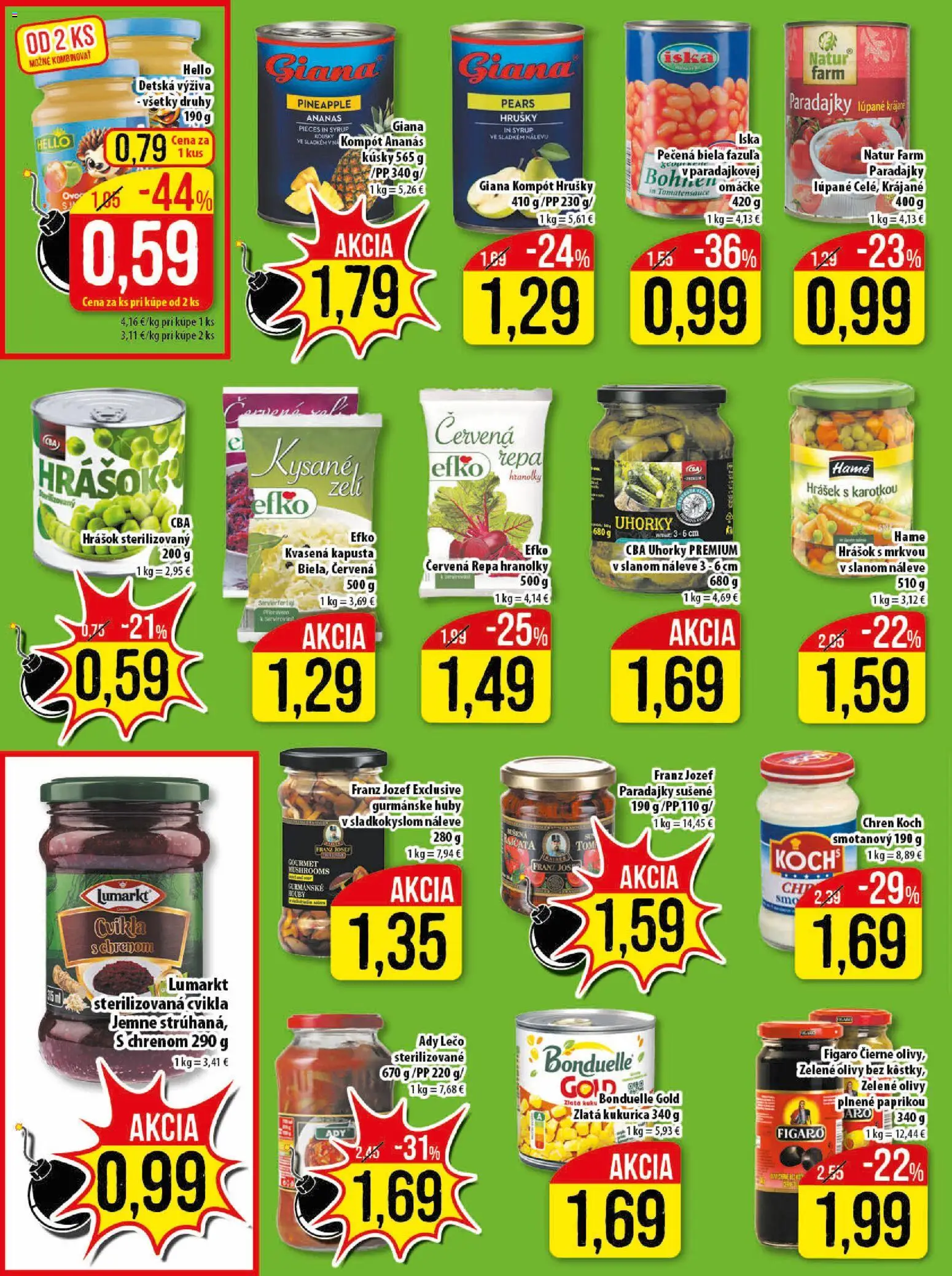 Nové Klas akcie – leták je platný od 23.03.2026 | Strana: 17 | Produkty: Kapusta, Fazuľa, Ananás, Červená repa