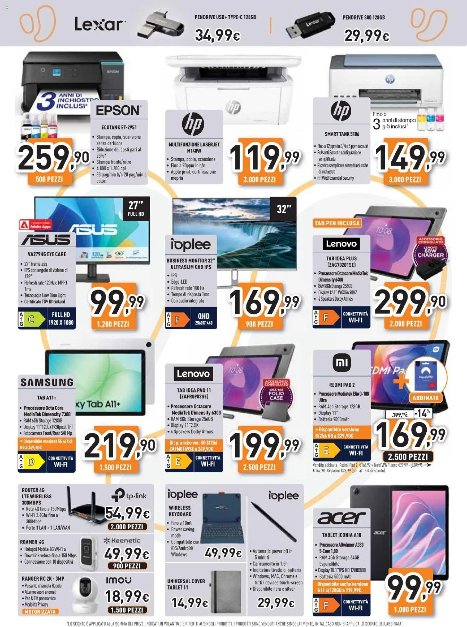 Volantino Unieuro del 11.06.2026 | Pagina: 14 | Prodotti: Tablet, Audio, Stampa, Batteria