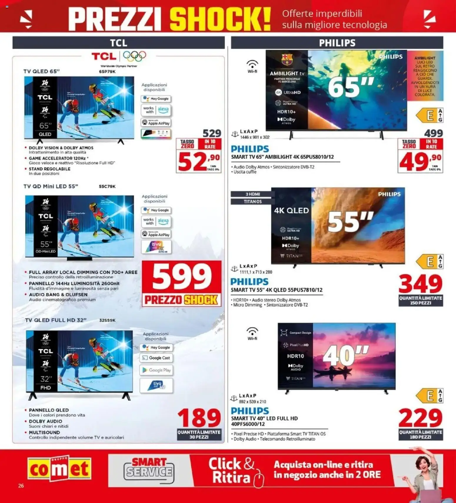 Volantino Comet del 23.04.2026 | Pagina: 26 | Prodotti: Auricolari, smart TV, Cuffie, Gioco