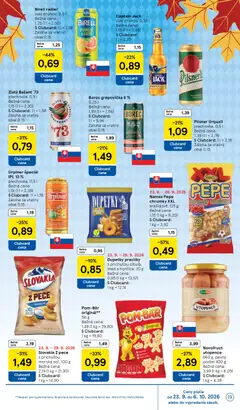 Tesco leták platný od 23.09.2026 | Strana: 19 | Produkty: Zlatý Bažant, Med, Grep, Urpiner