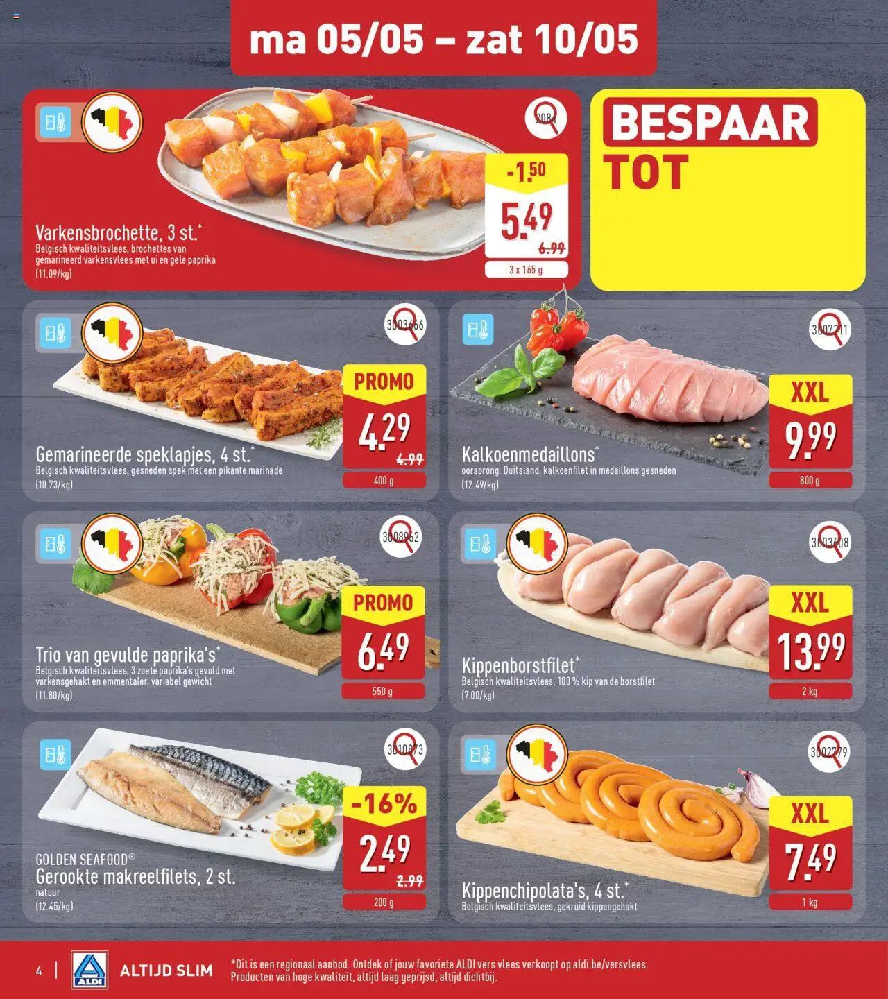{H1} | Pagina: 4 | Producten: Varkensvlees, Kippengehakt, Gewicht, Ui