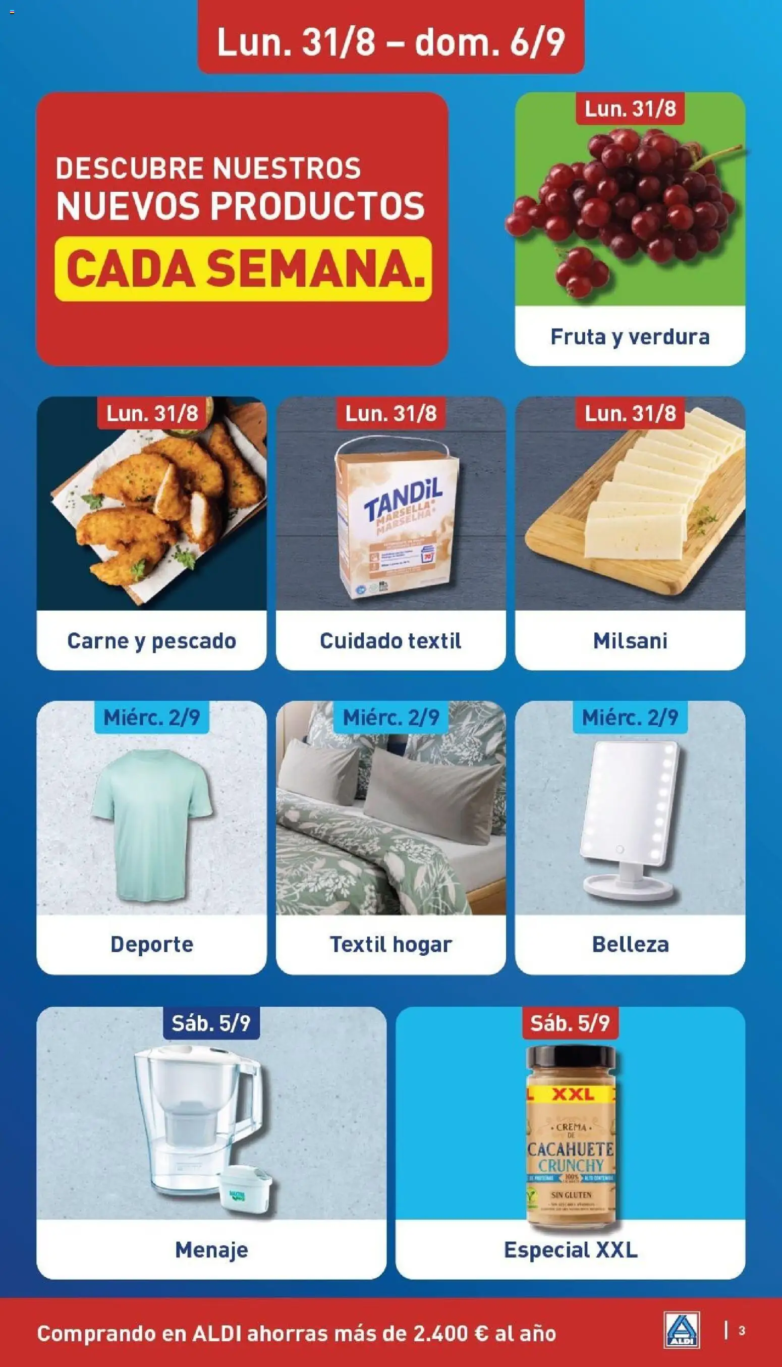 Aldi folleto Península │ válido desde el 31/08/2026 | Página: 3 | Productos: Crema de cacahuete, Fruta, Pescado, Crema