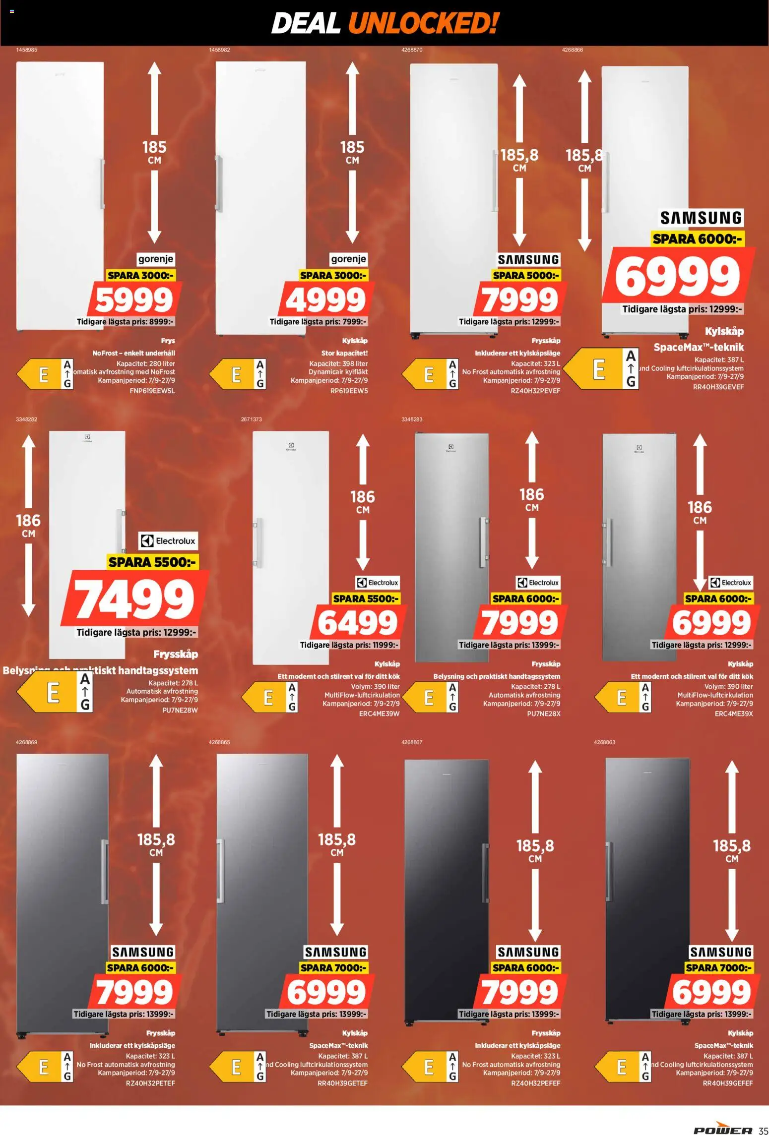 Power reklamblad aktuell från 07/09/2026 | Sida: 35 | Produkter: Belysning, Kylskåp, Frys