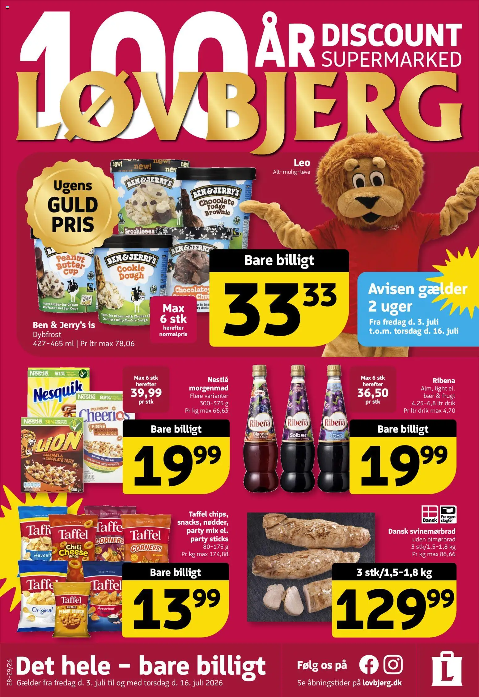 Løvbjerg tilbudsavis – gyldig fra 03/07/2026 | Side: 1 | Produkter: Is, Solbær