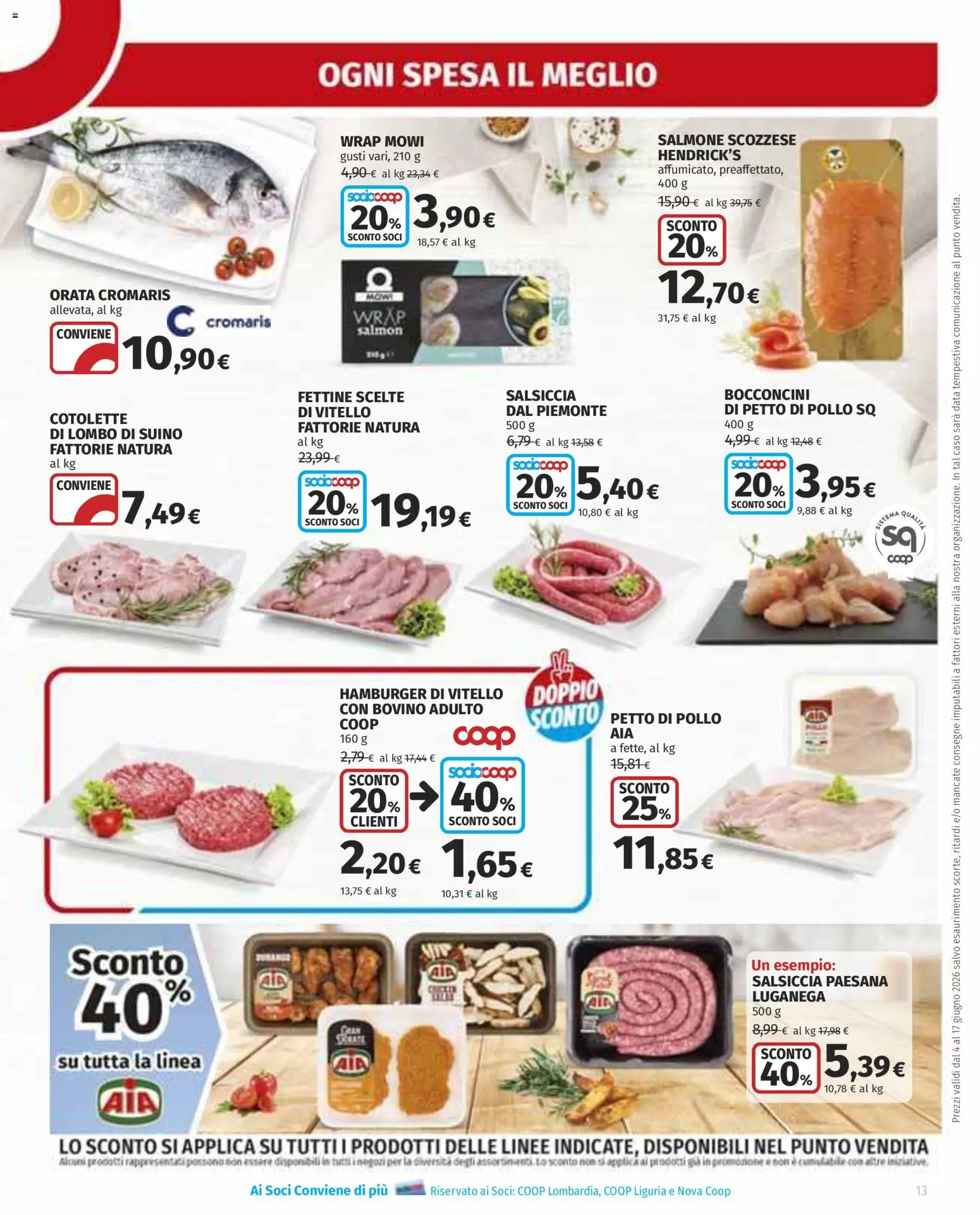 Volantino Ipercoop del 04.06.2026 | Pagina: 13 | Prodotti: Bovino, Salmone, Orata, Hamburger