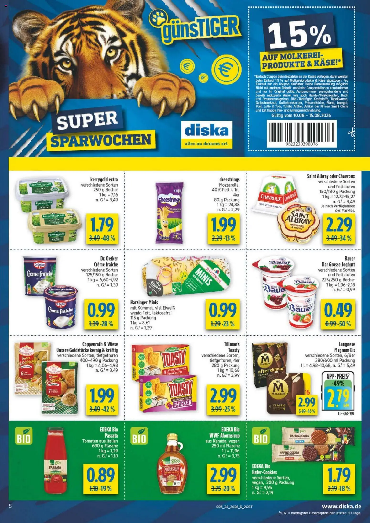 Diska - Diska Angebote Sachsen-Thüringen KW33 – gültig ab 10.08.2026 | Seite: 5 | Produkte: Langnese, Käse, Tomaten, Eis