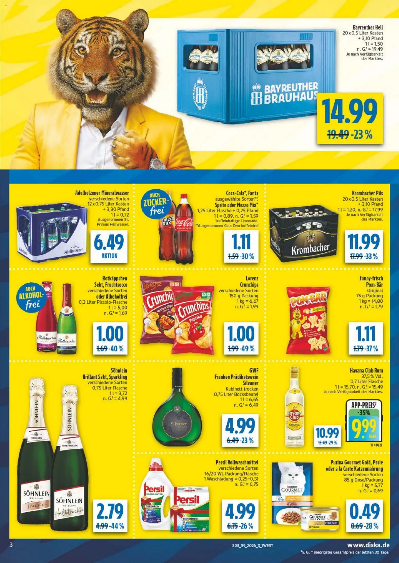 Diska Bayern – gültig ab 21.09.2026 | Seite: 7 | Produkte: Fanta, Rum, Adelholzener, Persil