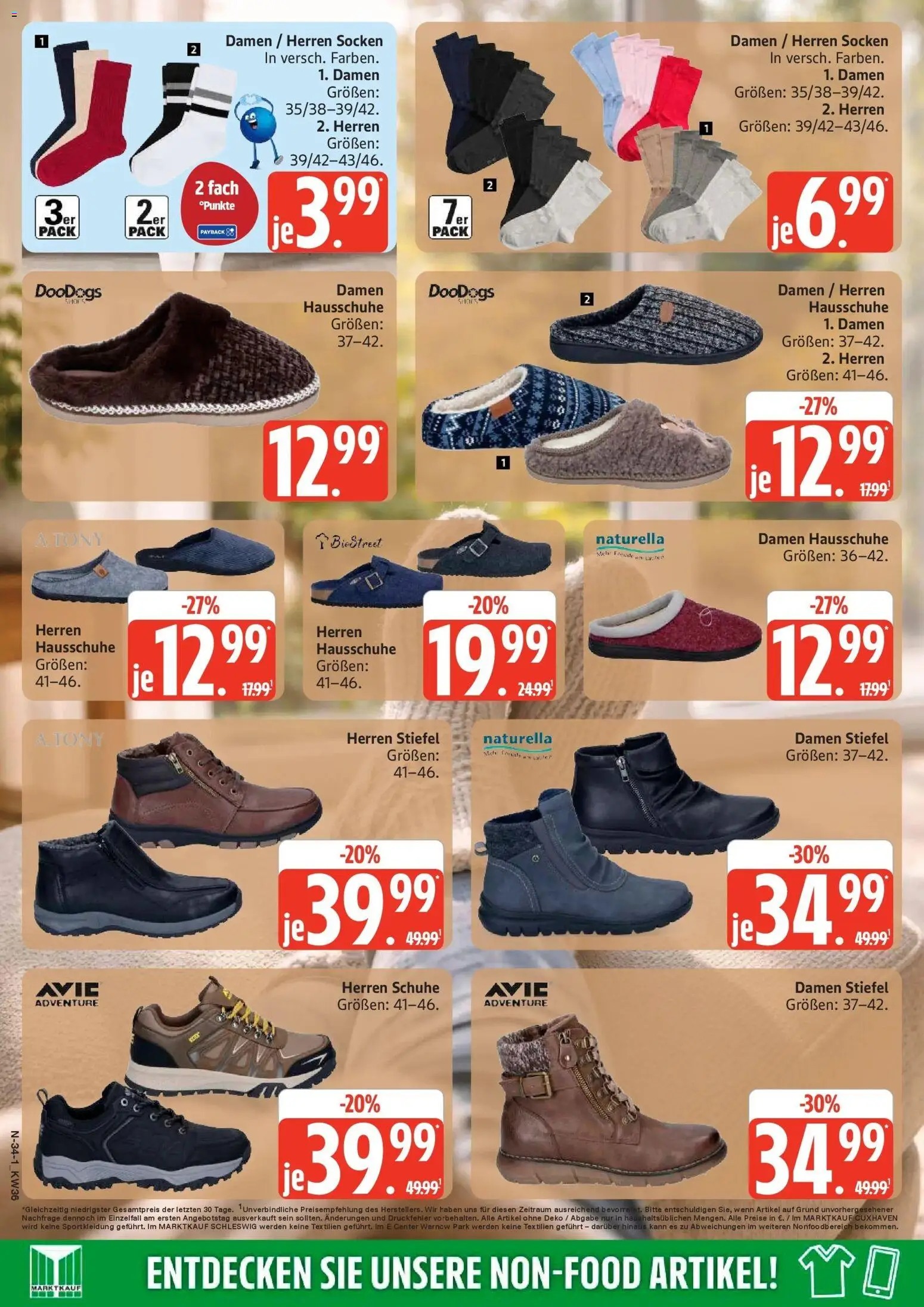 Edeka Prospekt Rostock (ab 31.08.2026) » Angebote Online | Seite: 34 | Produkte: Socken, Stiefel, Hausschuhe