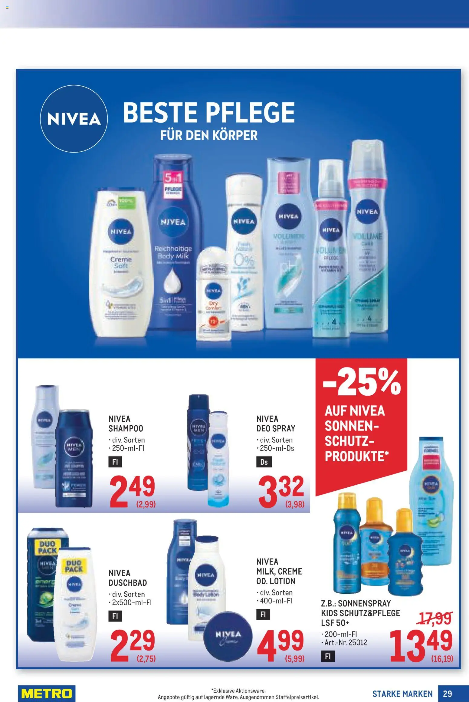 Metro angebote Starke Marken gültig ab 09.07.2026 | Seite: 29 | Produkte: Shampoo, Creme