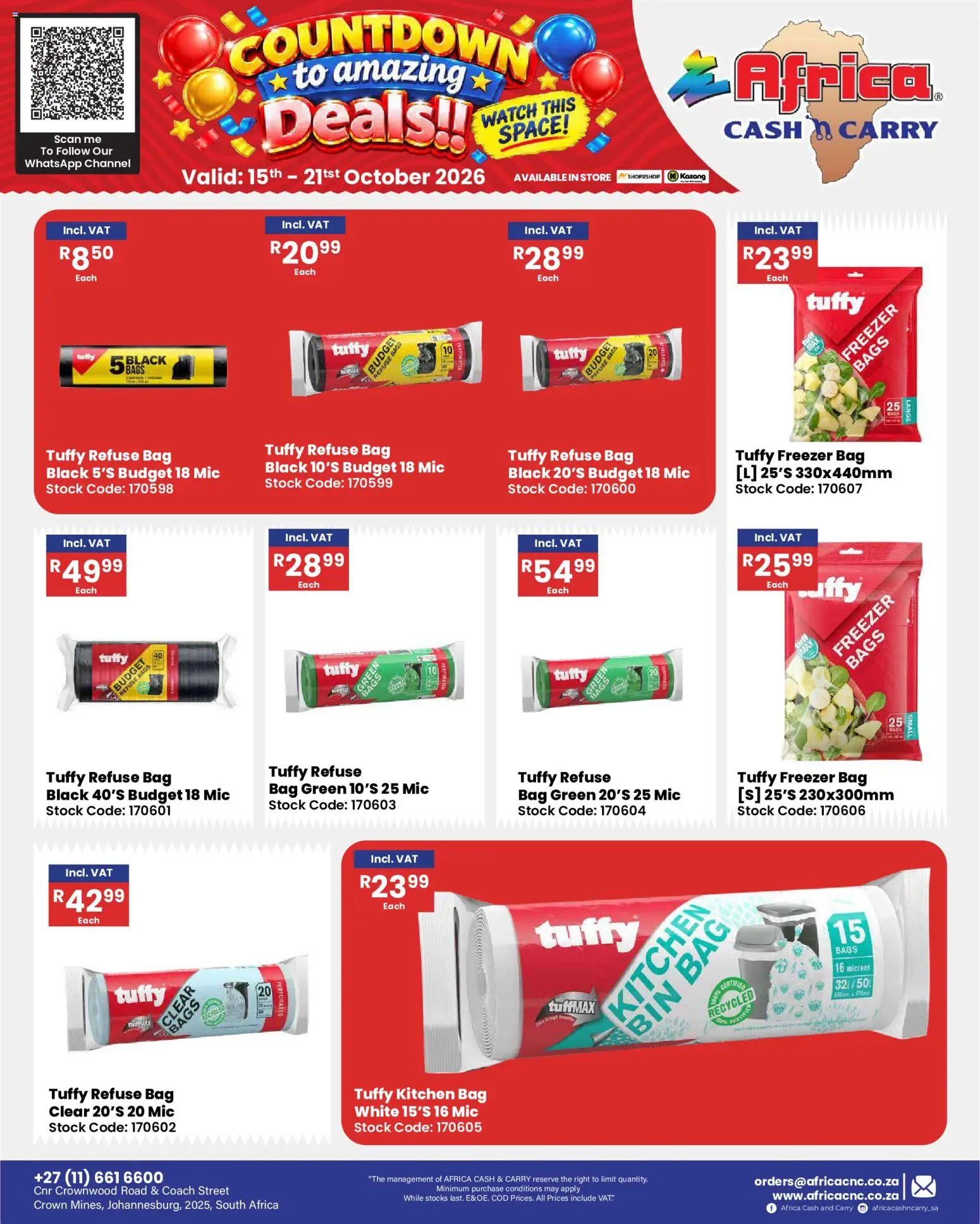 New Africa Cash & Carry catalogue – valid from 15/10/2026 | Page: 49 | Products: Bag, Freezer, Stock, Freezer bags