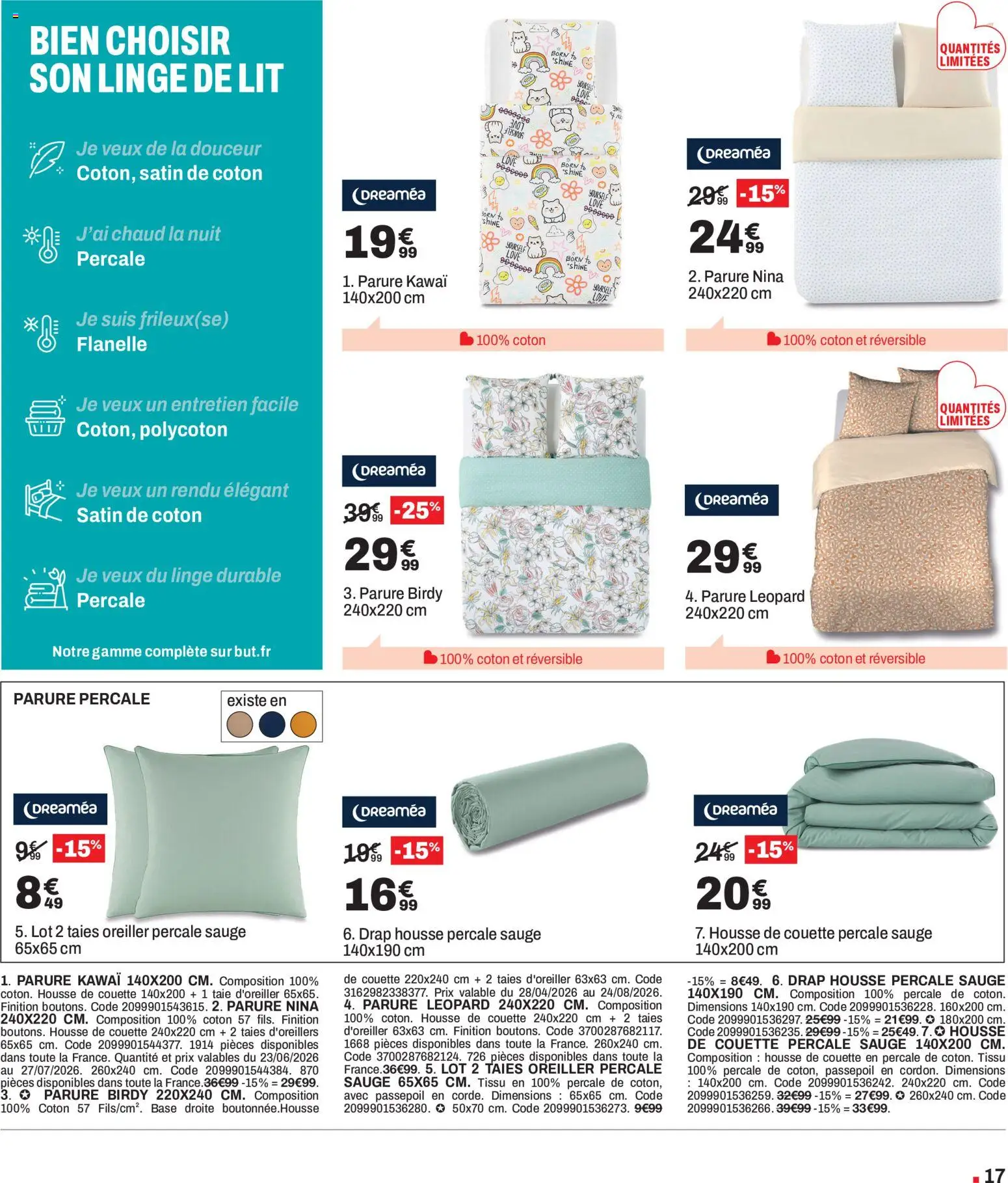 {H1} | Page: 17 | Produits: Base, Taie d'oreiller, Oreiller, Couette