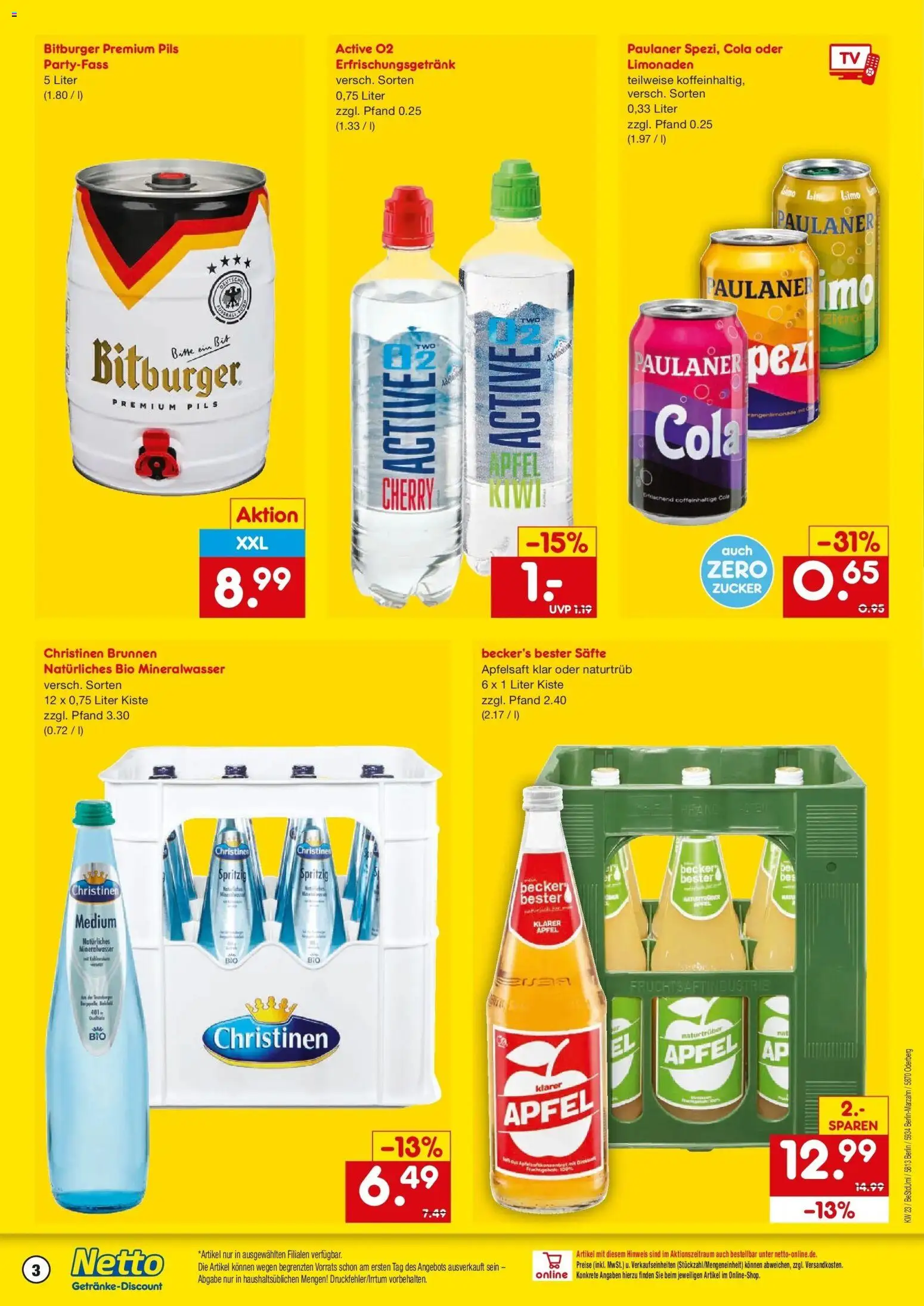 Netto Marken-Discount Prospekt Berlin – gültig ab 01.06.2026 | Seite: 3 | Produkte: Cola, Pils, Zucker, Paulaner