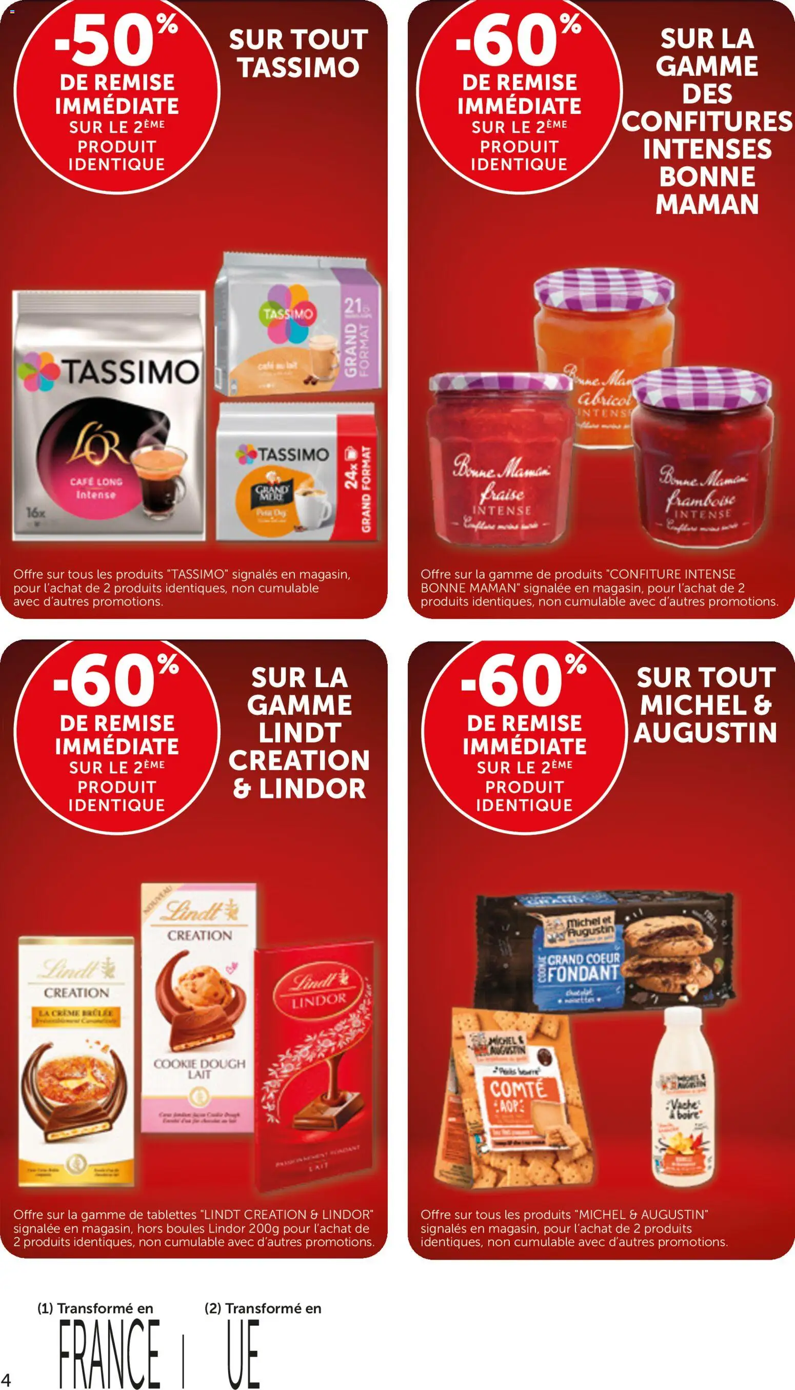 {H1} | Page: 4 | Produits: Tassimo, Fraise, Cafe au lait, Lait