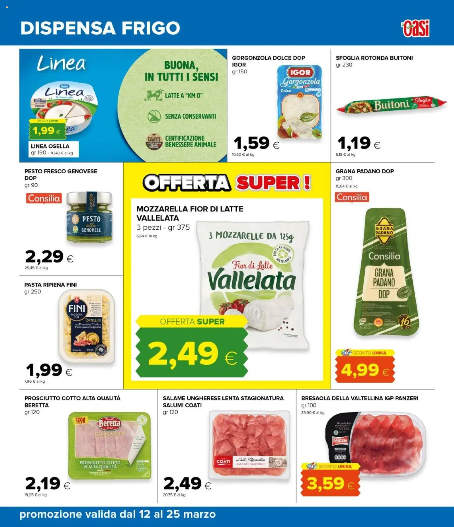 Volantino Oasi del 12.03.2026 | Pagina: 19 | Prodotti: Salame, Mozzarella, Pasta, Gorgonzola