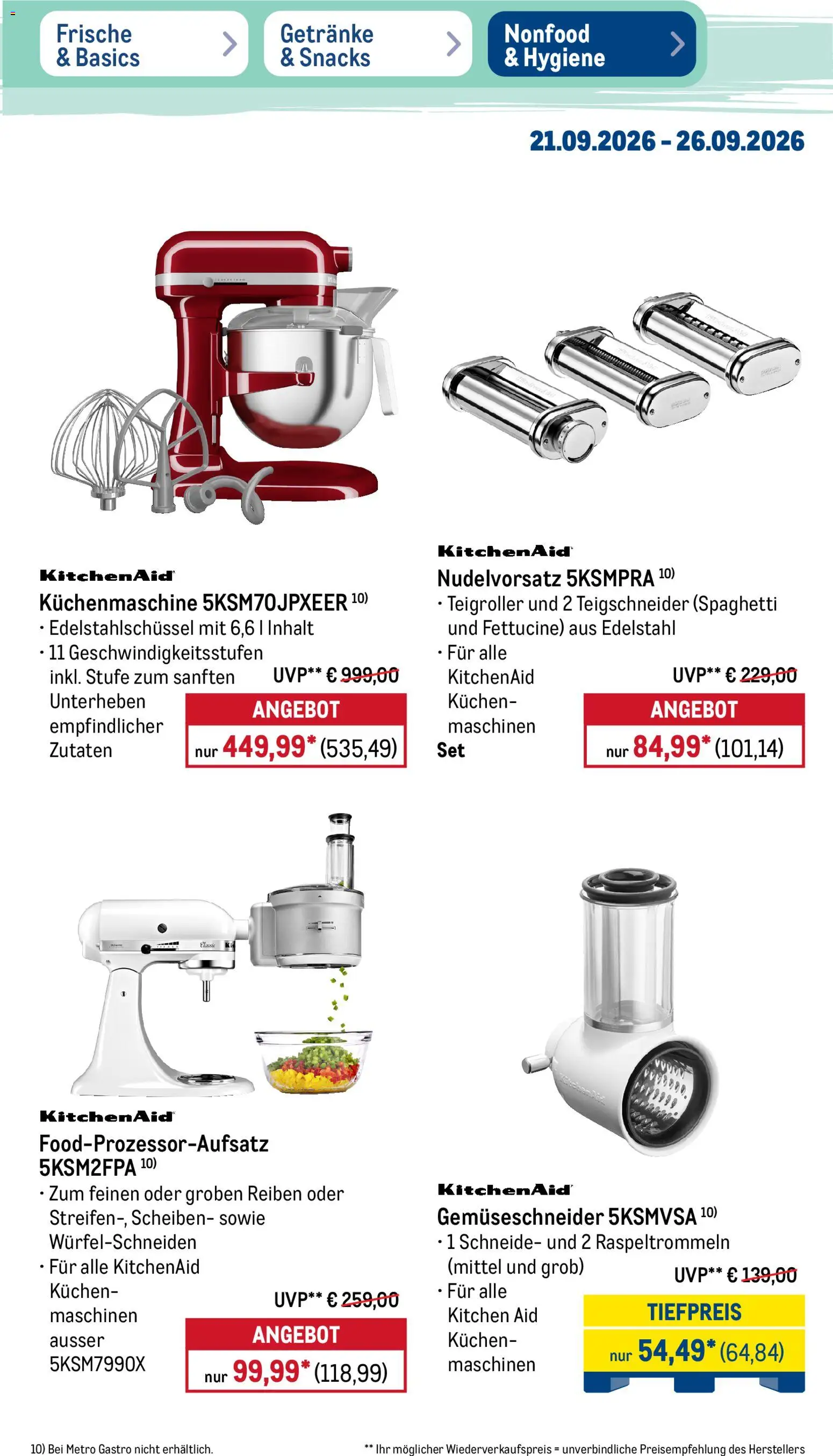 Metro Prospekt – gültig ab 21.09.2026 | Seite: 45 | Produkte: Spaghetti, Kuchen