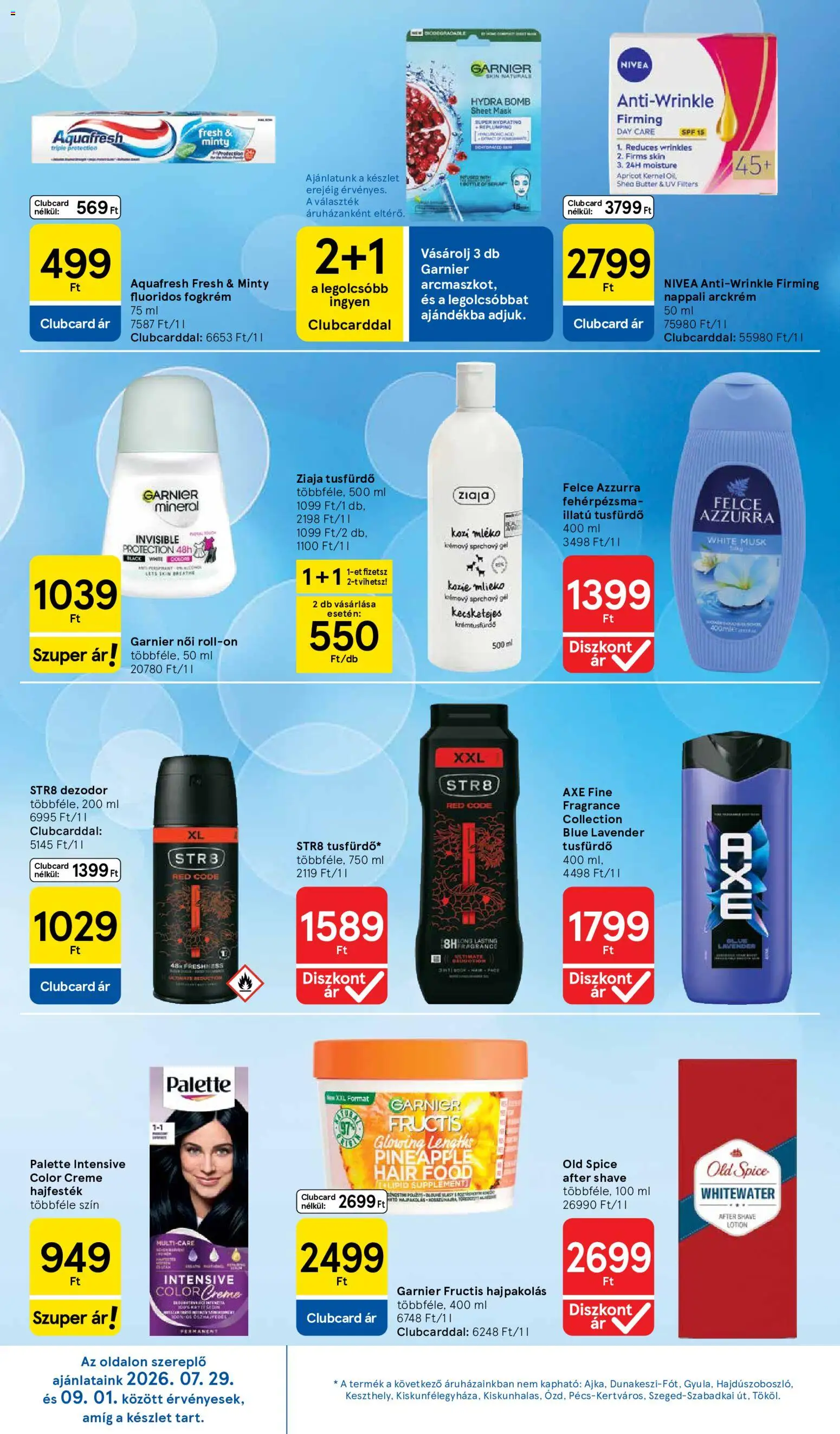 Tesco akciós ujság - amely érvényes a következő dátumtól: 2026.08.27. | Oldal: 26 | Termékek: Aquafresh, Arckrém, Tusfürdő, Fogkrém