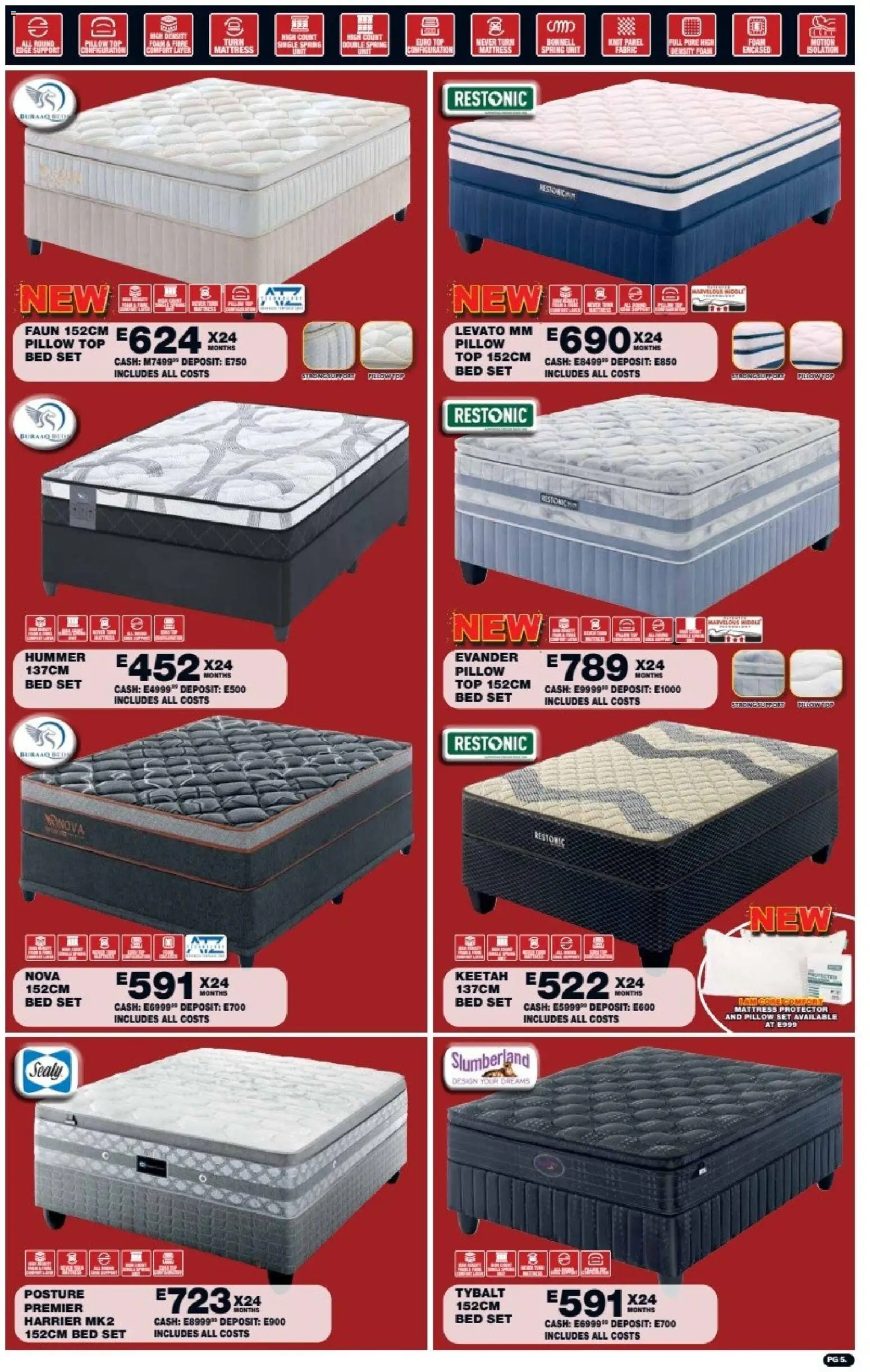 New Lewis Stores catalogue – valid from 10/08/2026 | Page: 5 | Products: Bed, Mattress, Pillow, Foam