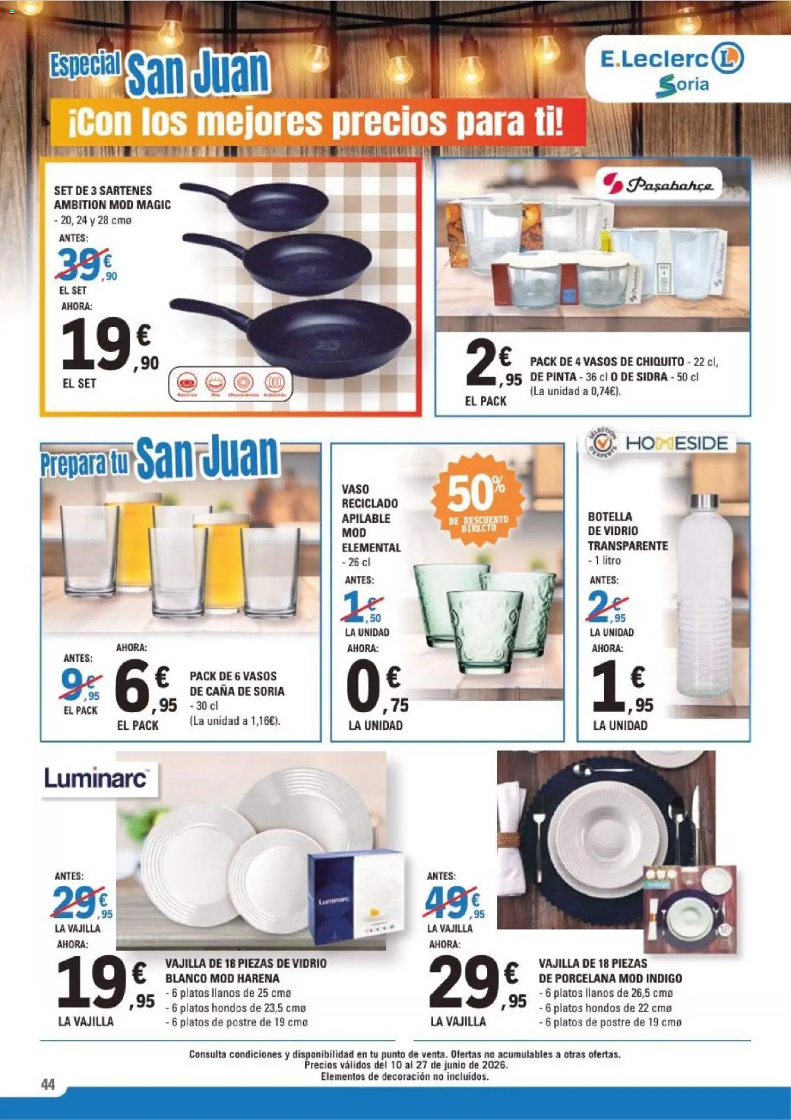 E.Leclerc Soria │ válido desde el 10.06.2026 | Página: 44 | Productos: Vasos, Βρεφικό κρεβάτι