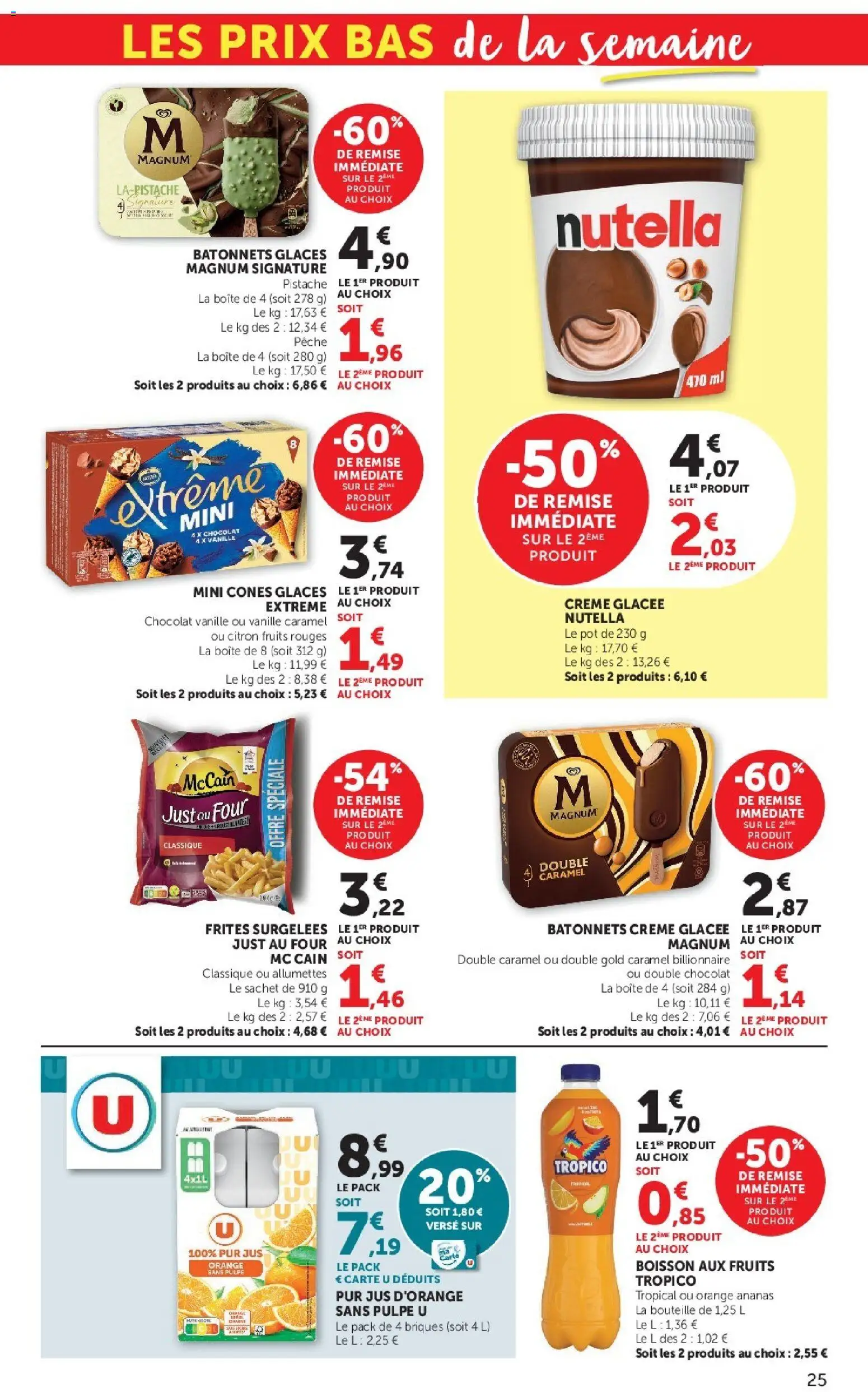 {H1} | Page: 25 | Produits: Fruits, Nutella, Jus, Crème