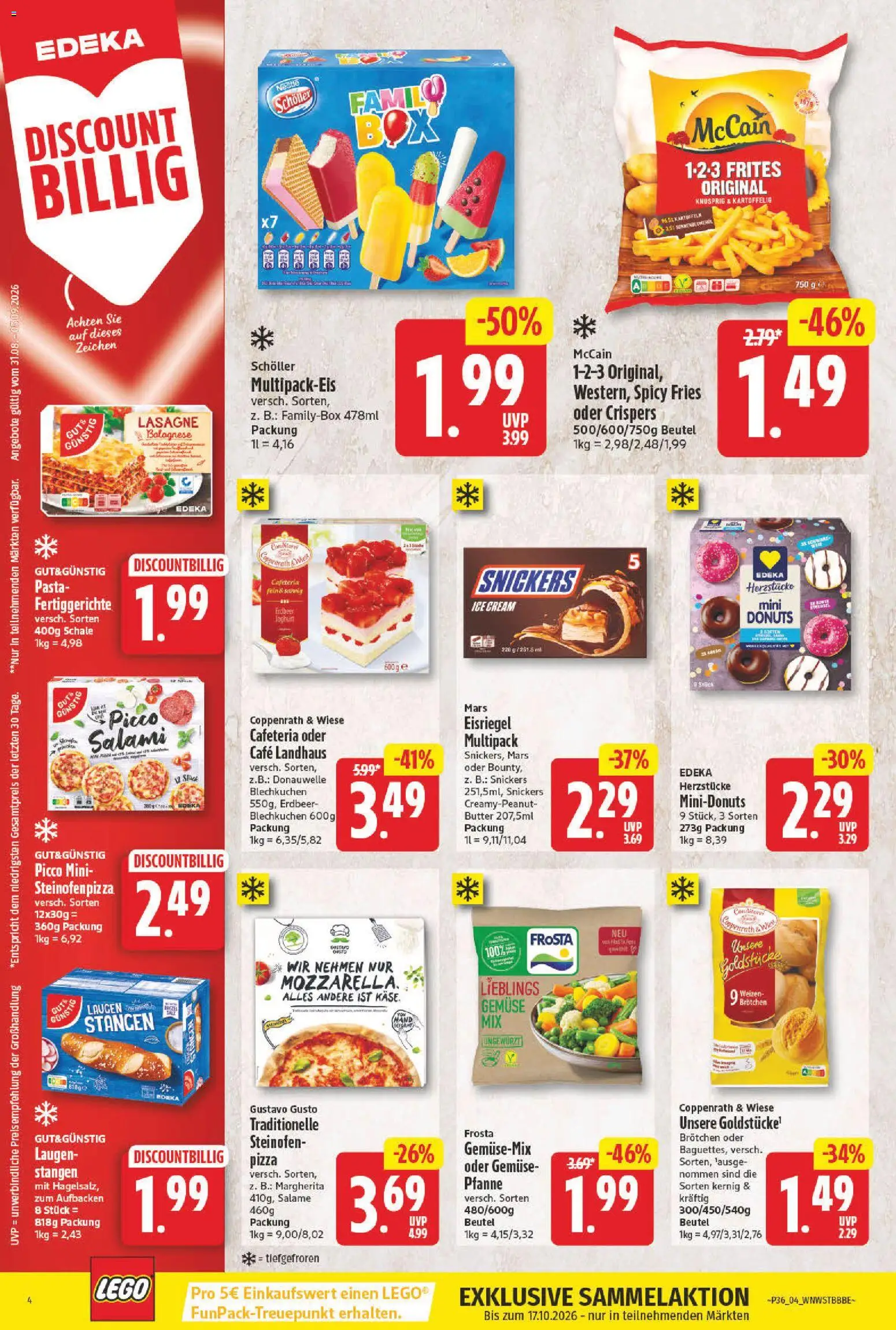 NP Discount Prospekt – gültig ab 31.08.2026 | Seite: 6 | Produkte: Lasagne, Snickers, Pasta, Salami