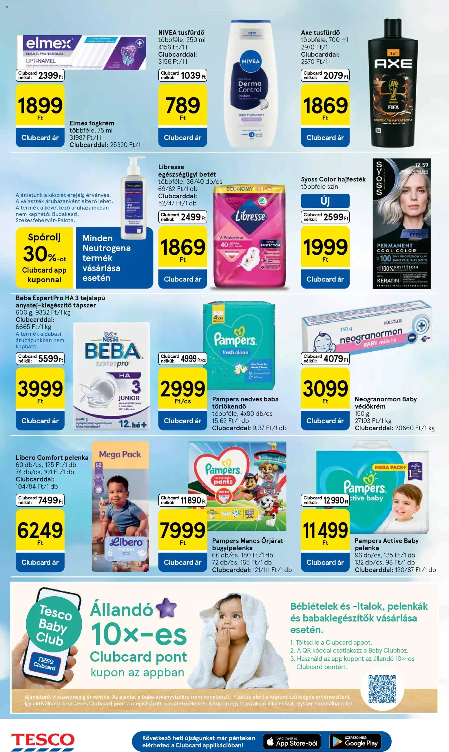 Tesco akciós ujság - amely érvényes a következő dátumtól: 07.04.2026 | Oldal: 8 | Termékek: Pampers, Hajfesték, Pelenka, Tusfürdő