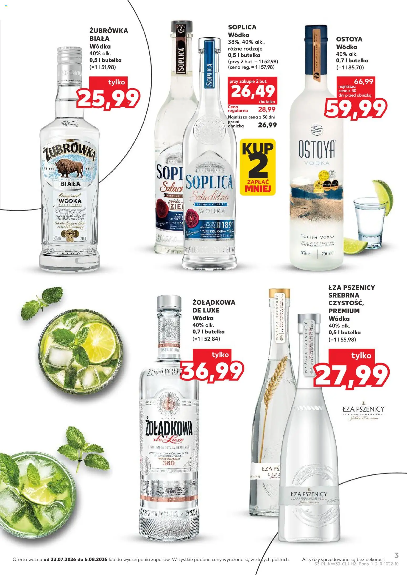 Kaufland Polsko leták - Barek od 23.07.2026 | Strana: 3 | Produkty: Vodka, Zubrowka