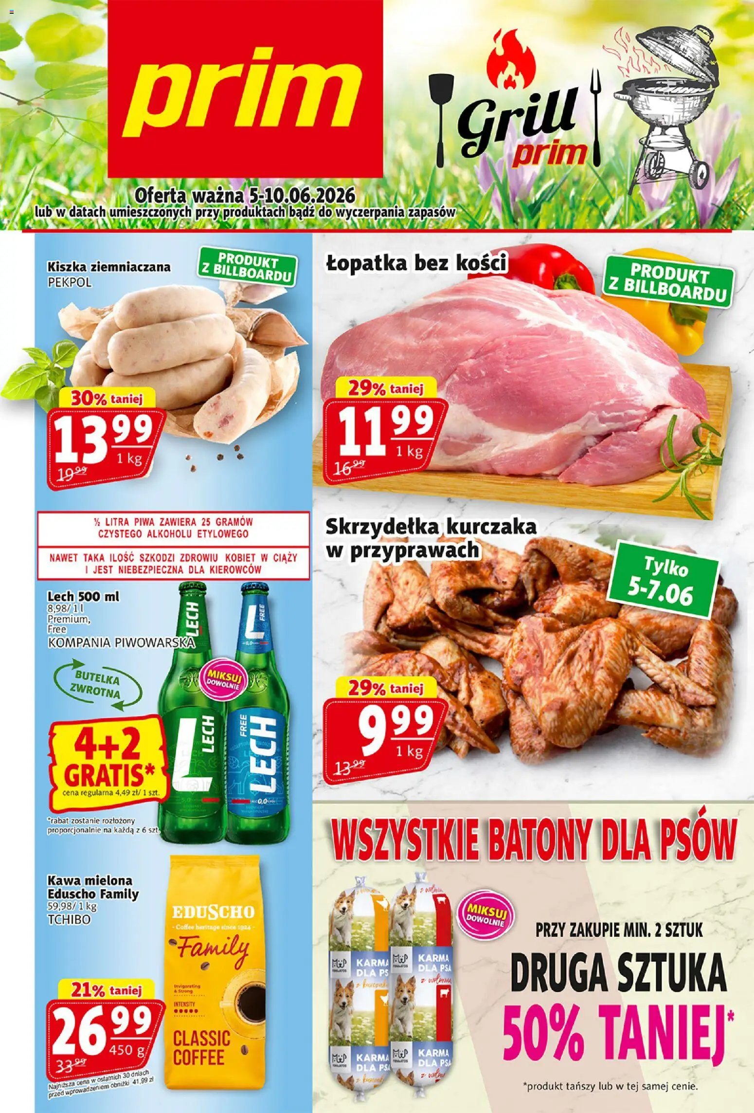 Prim Market gazetka od 05.06.2026 | Strona: 1 | Produkty: Grill, Tchibo, Karma dla psa, Kawa