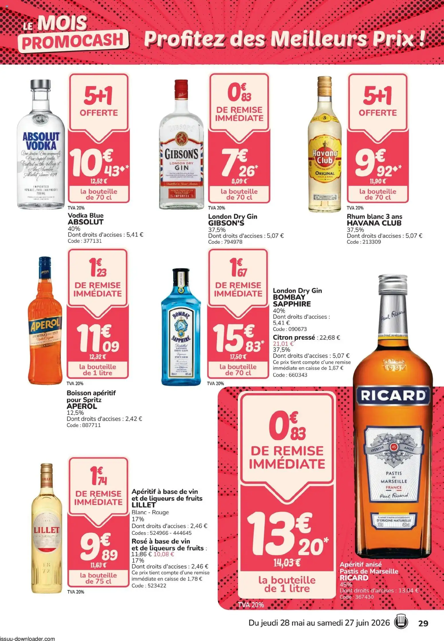 {H1} | Page: 29 | Produits: Vodka, Pastis, Citron, Vin