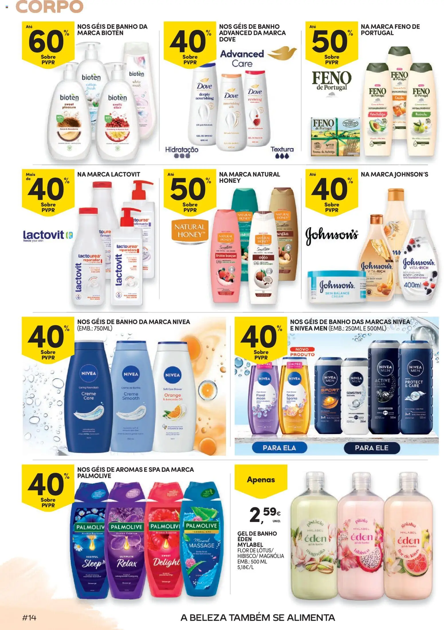 Continente Beleza Receita perfeita para um cuidado total │ válido de 18/08/2026 | Página: 14 | Produtos: Gel de banho, Banho, Coco, Creme
