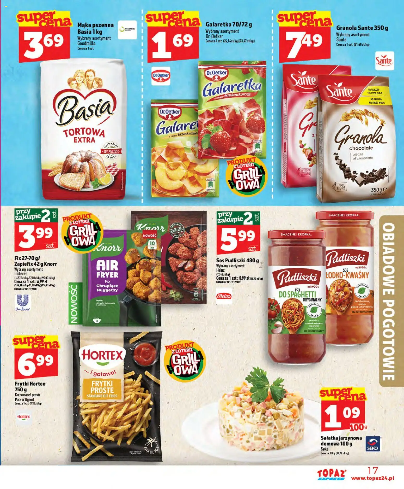 Topaz gazetka - Express od 11.06.2026 | Strona: 17 | Produkty: Galaretka, Frytki, Sałatka, Sos