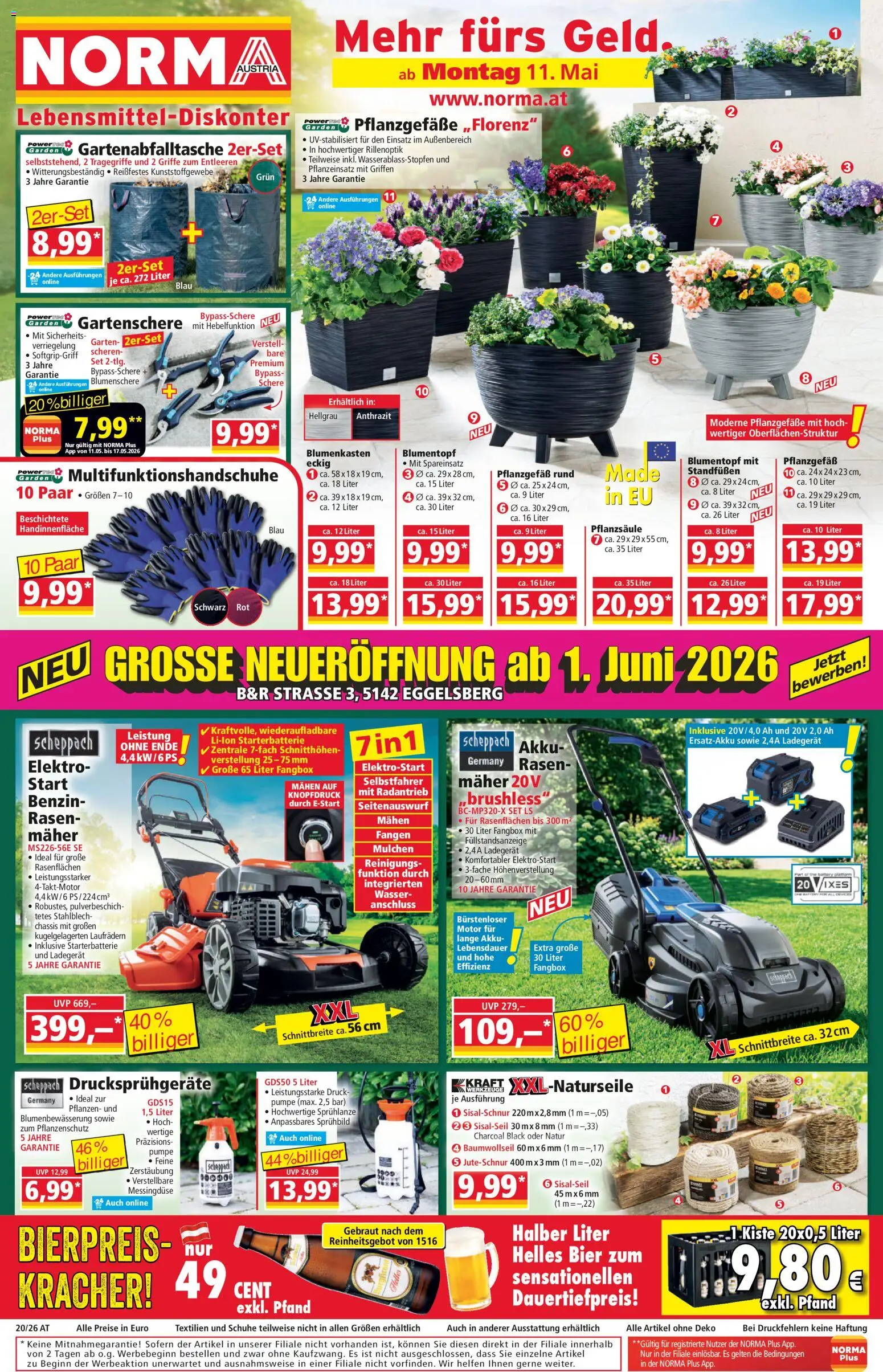Norma Flugblatt gültig ab 11.05.2026 | Seite: 1 | Produkte: Wasser, Blumentopf, Bier